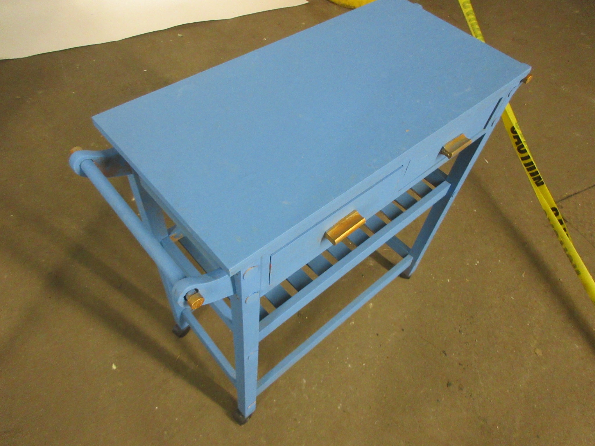 Painted Blue Cart with Casters