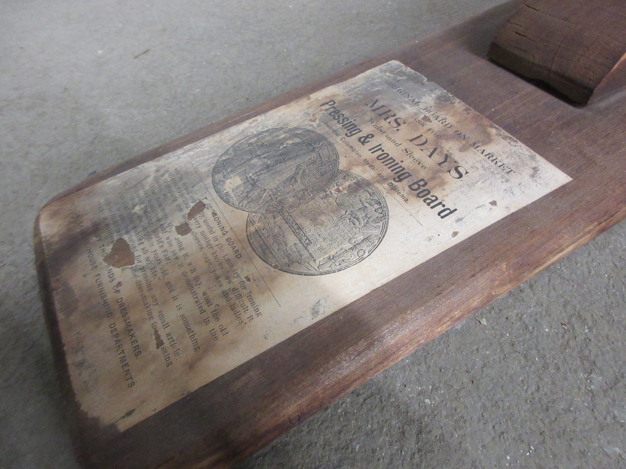 Antique Wooden Mrs. Days Pressing Board