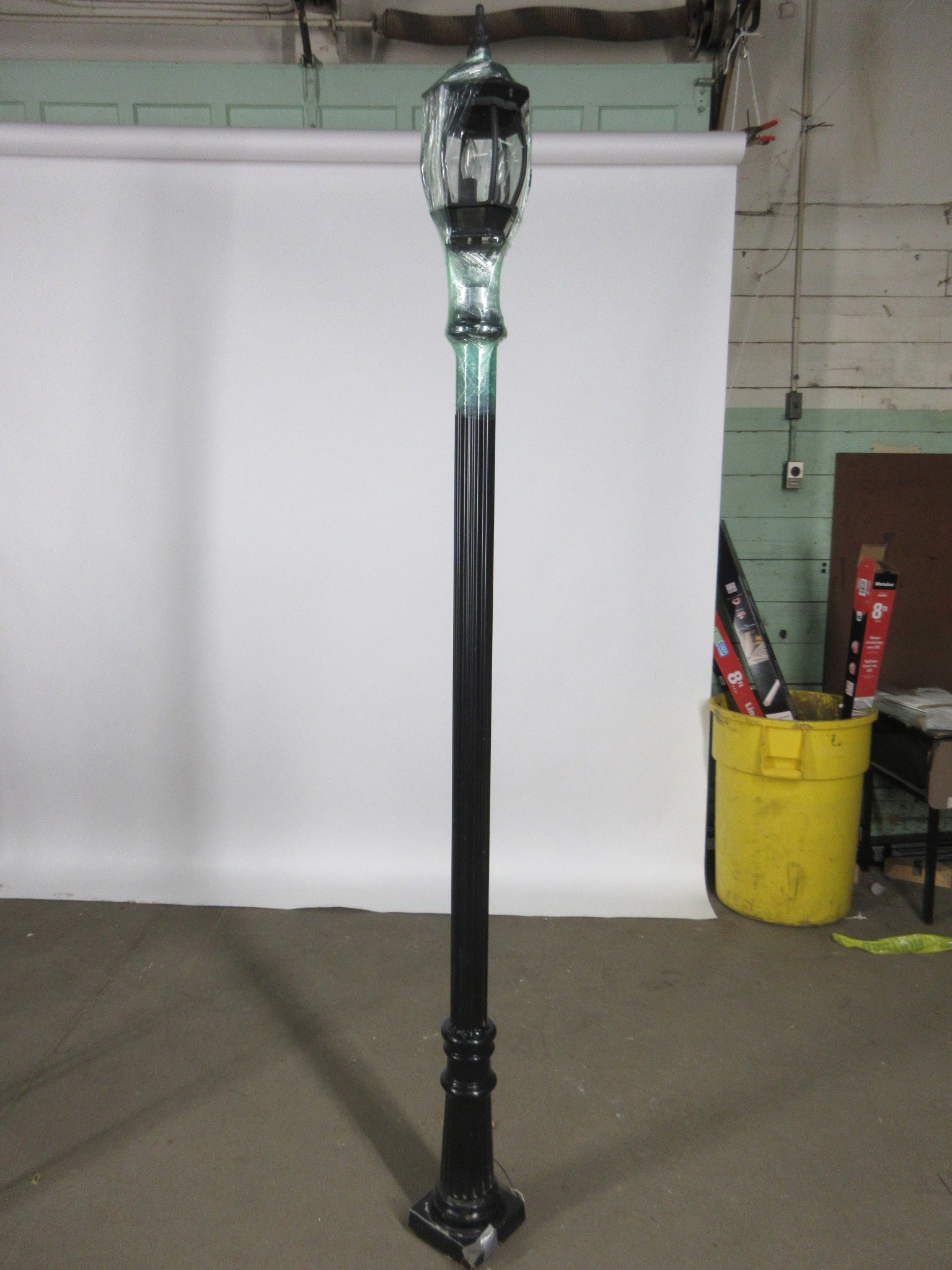 Black Lamp Post with Black Accent Shade