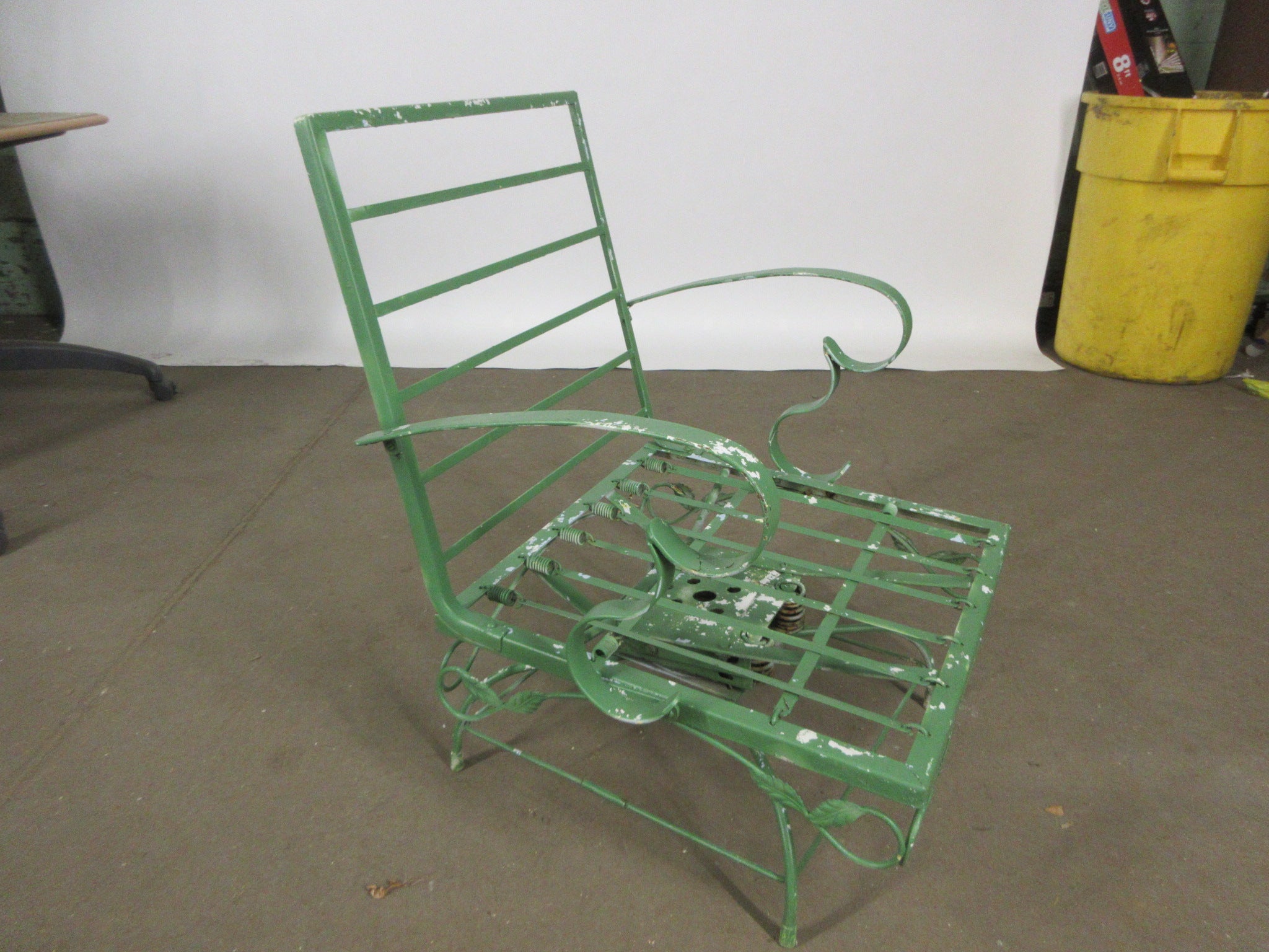 Vintage Green Metal Stationary Rocker Chair