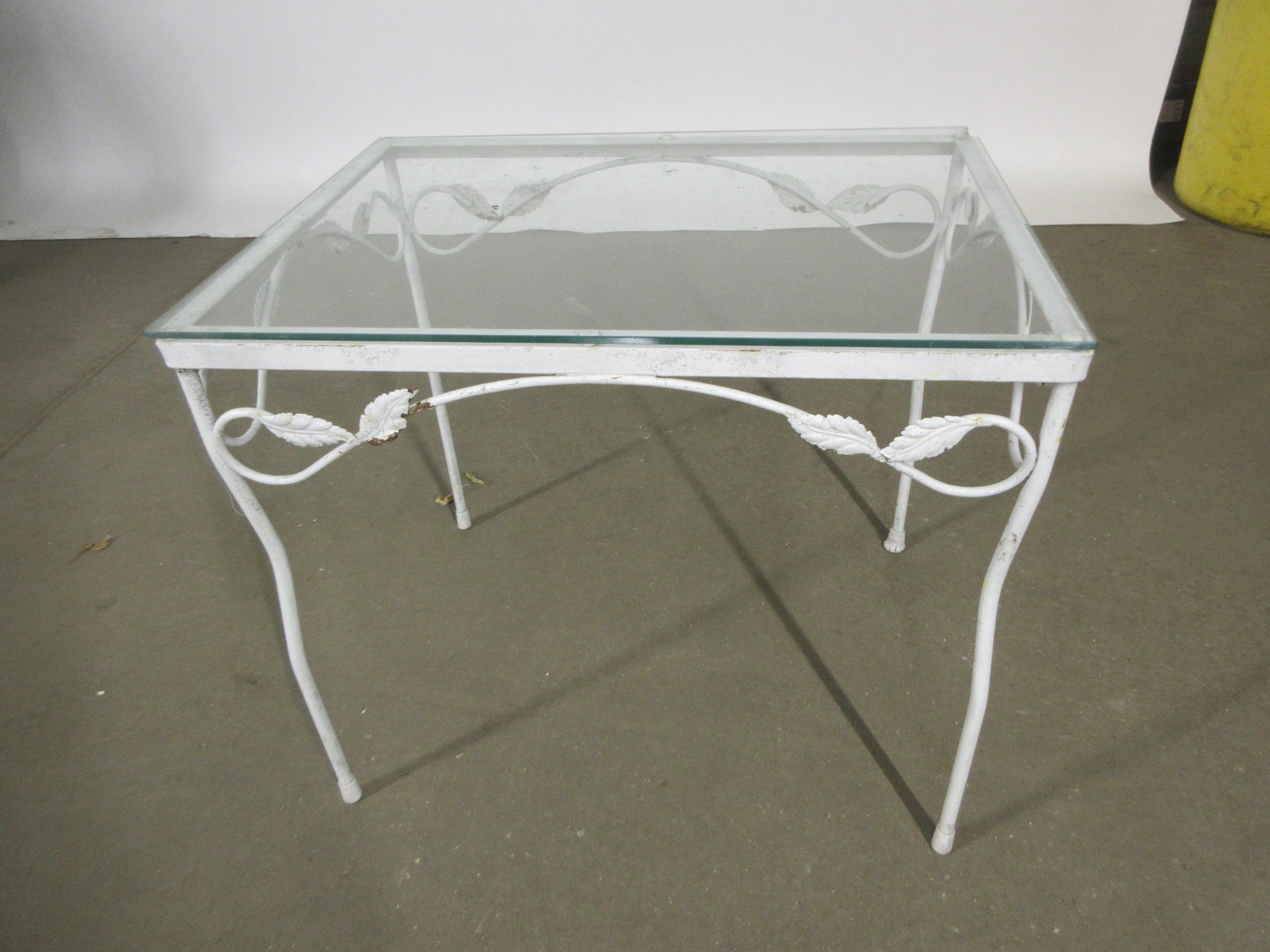 Vintage Metal Glass Top Patio Table