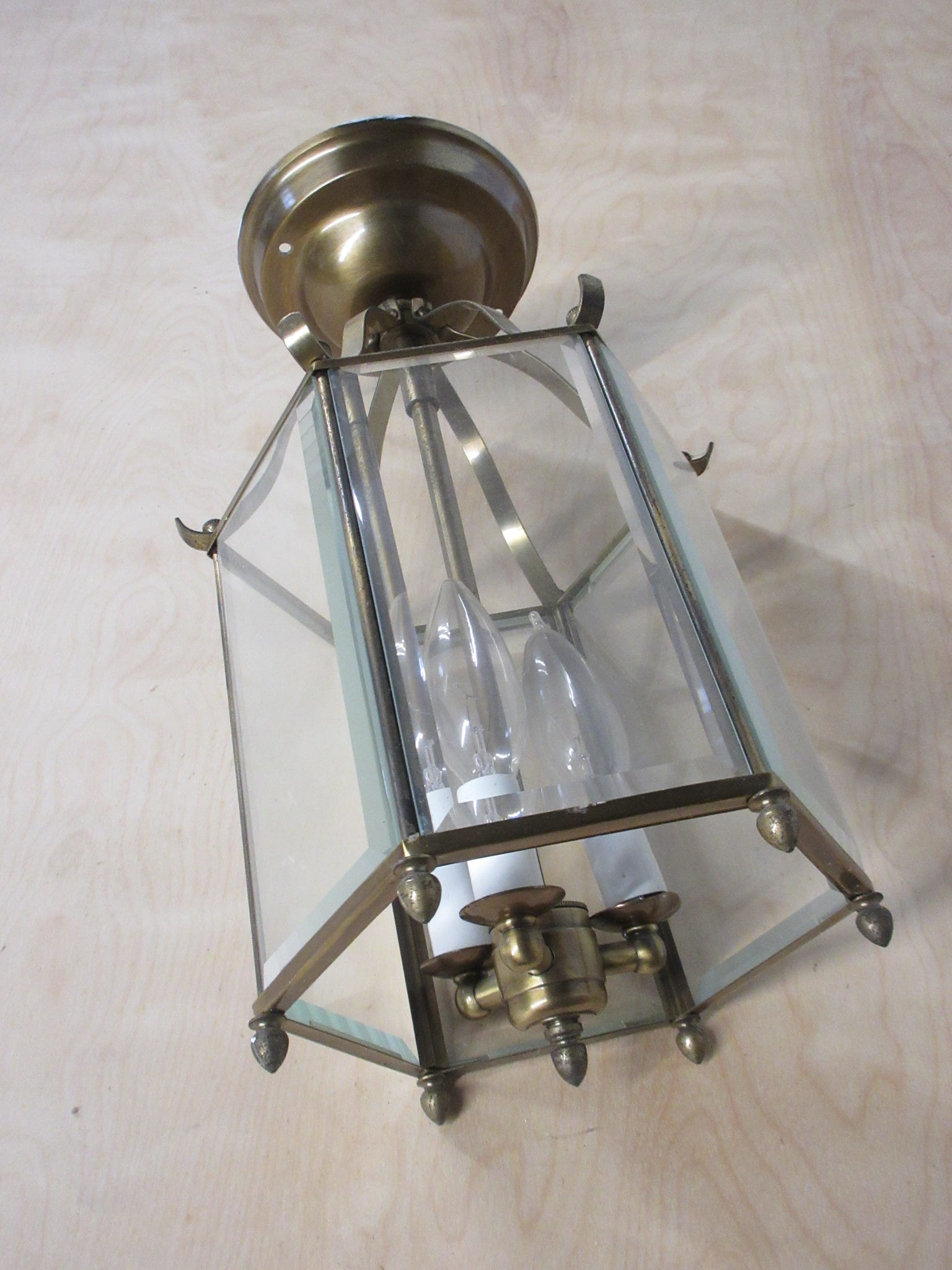 Brass Ceiling Mount Hexagonal Light