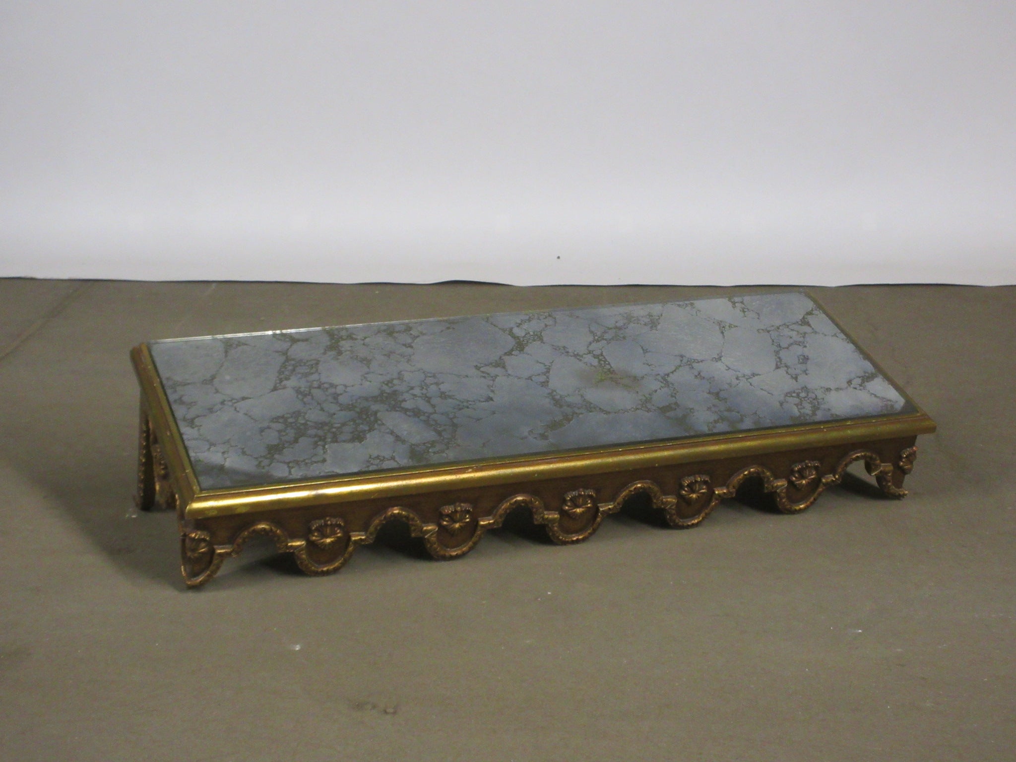 Brass Colored Baroque Mirrored Shelf