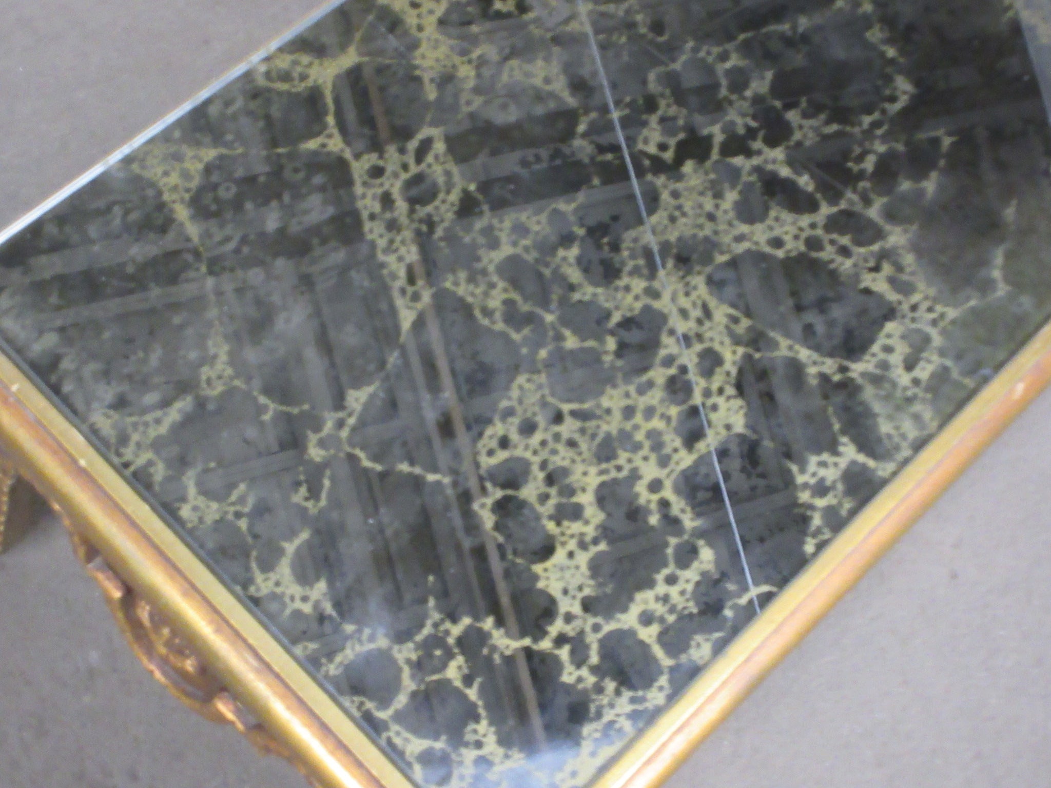 Brass Colored Baroque Mirrored Shelf