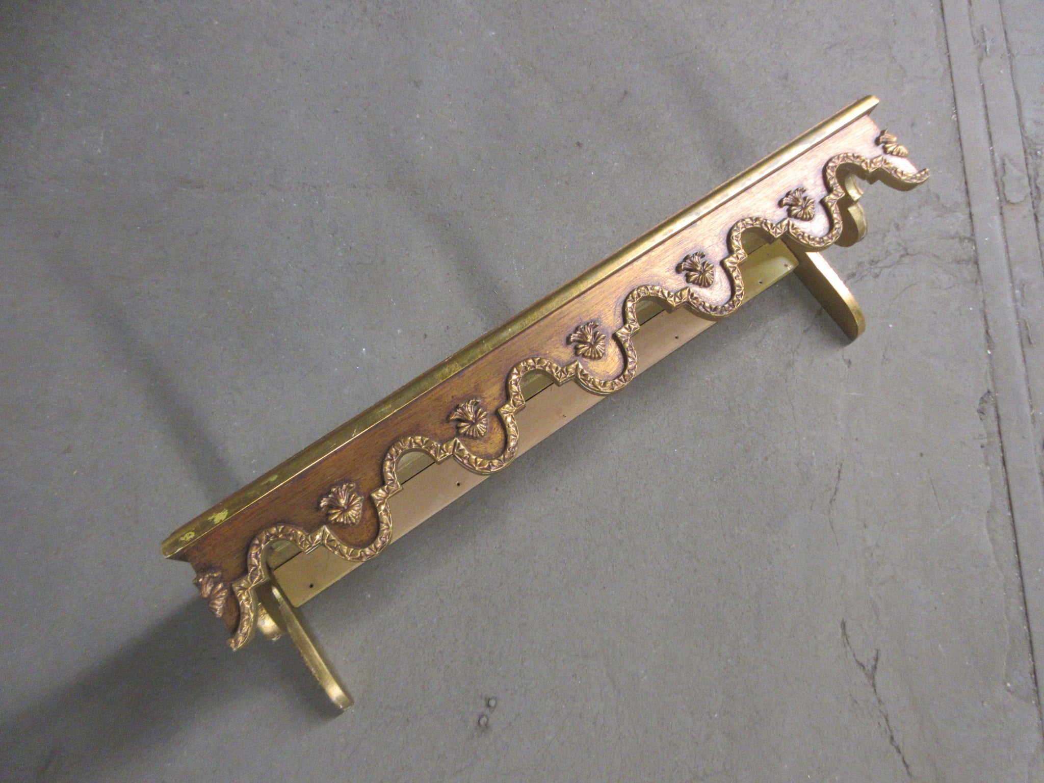 Brass Colored Baroque Mirrored Shelf