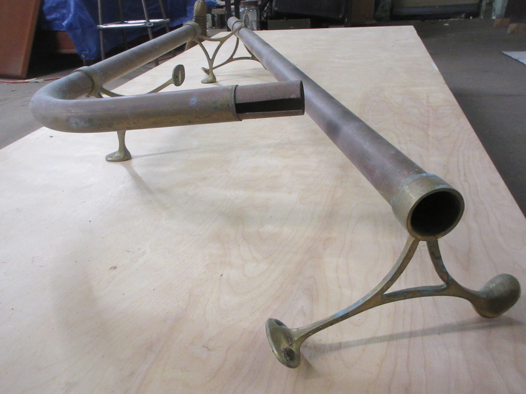Brass Foot Rail with Brackets (Two Pieces)
