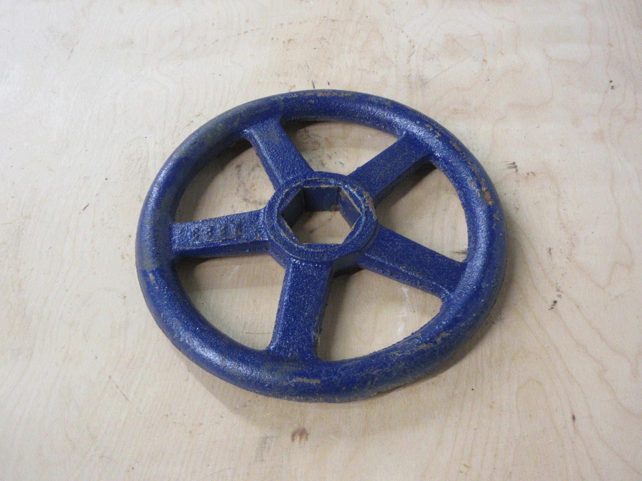Industrial Blue Wheel Handle 8"