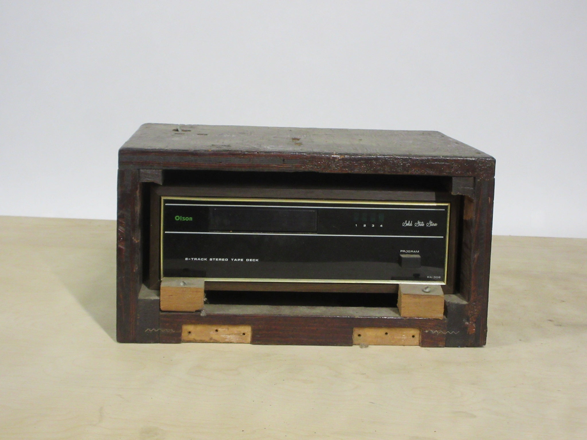 Vintage 8 Track Player in Wooden Frame (As Is)