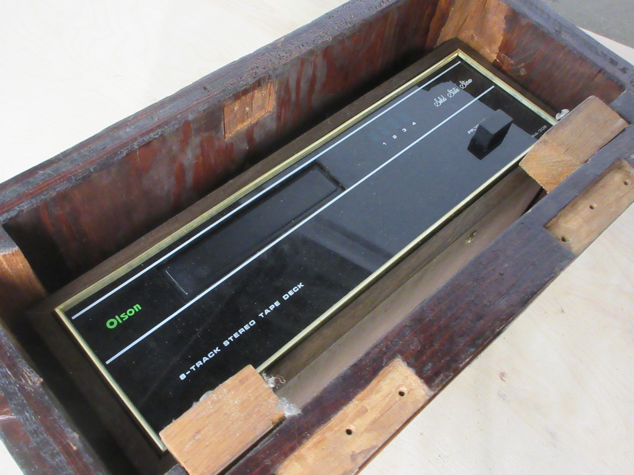 Vintage 8 Track Player in Wooden Frame (As Is)
