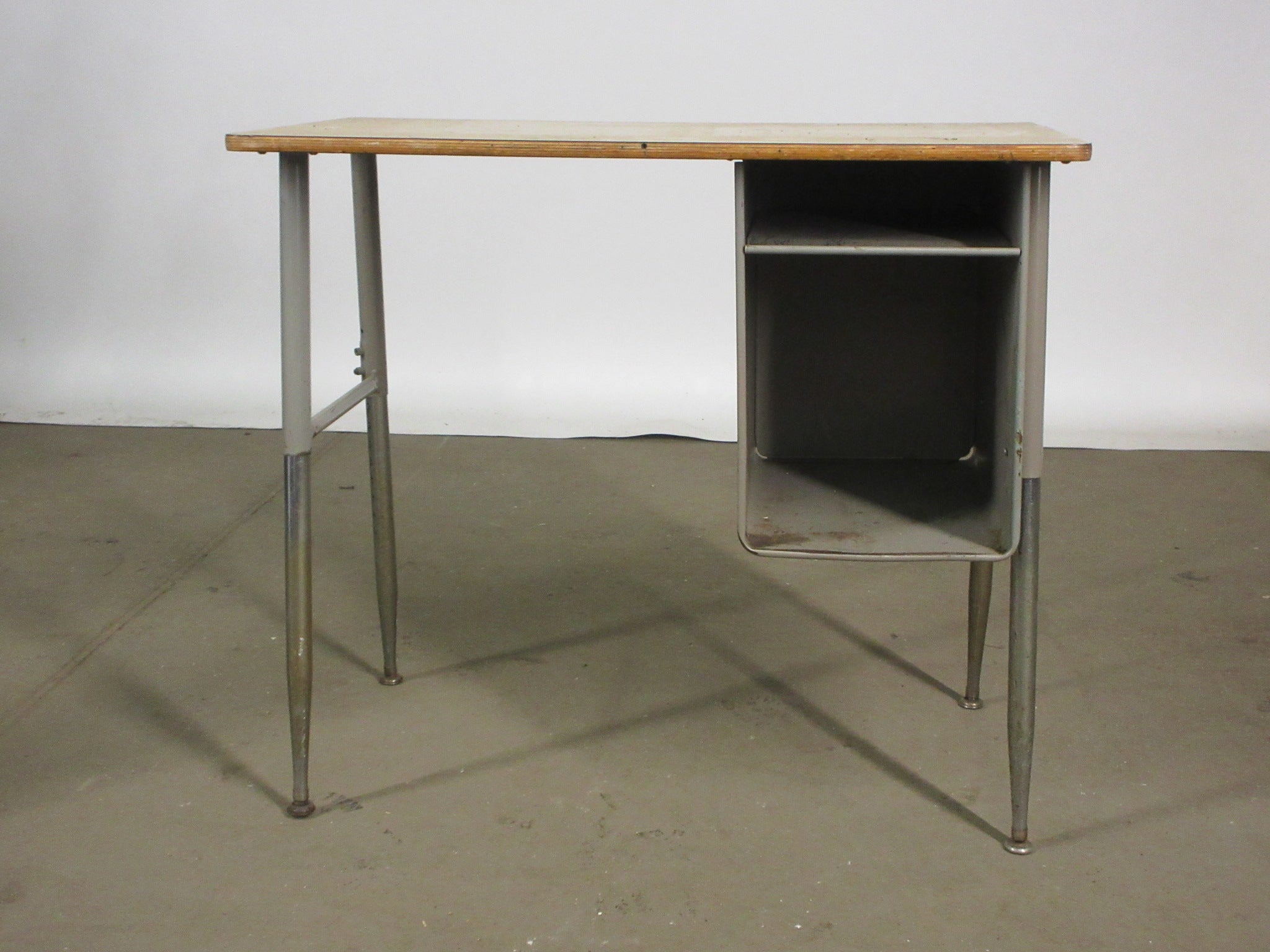 Vintage Metal Desk with Storage