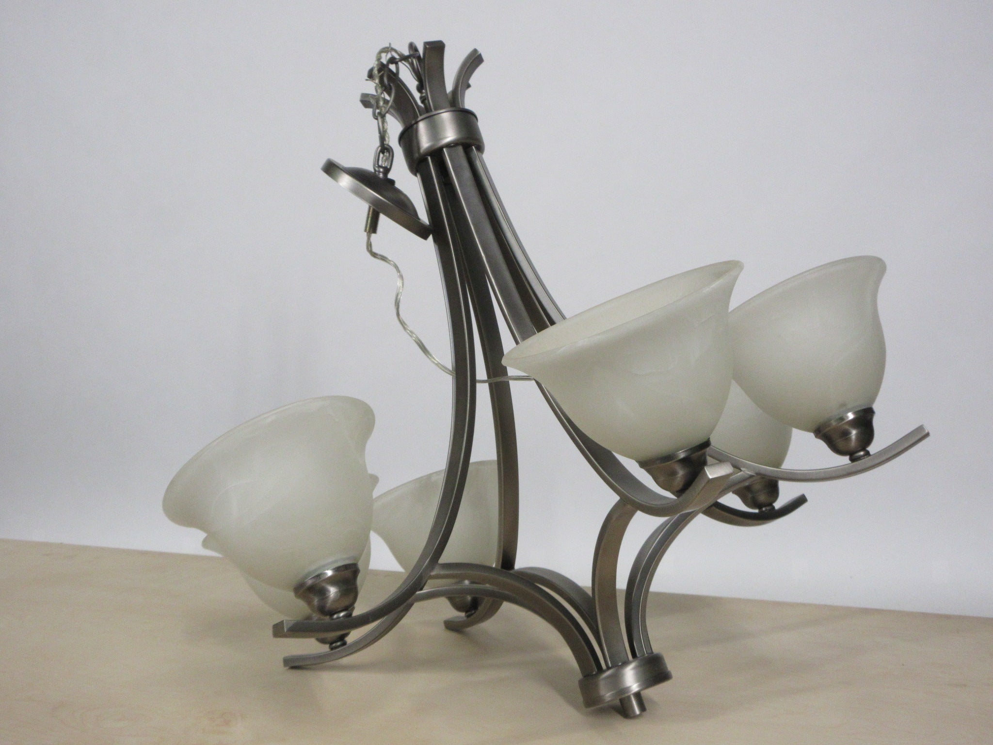 Brushed Nickel Six Light Chandelier