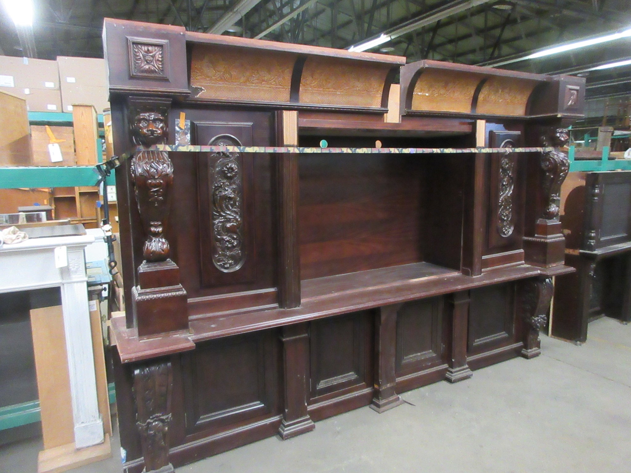 Vintage Carved English Pub Bar Back