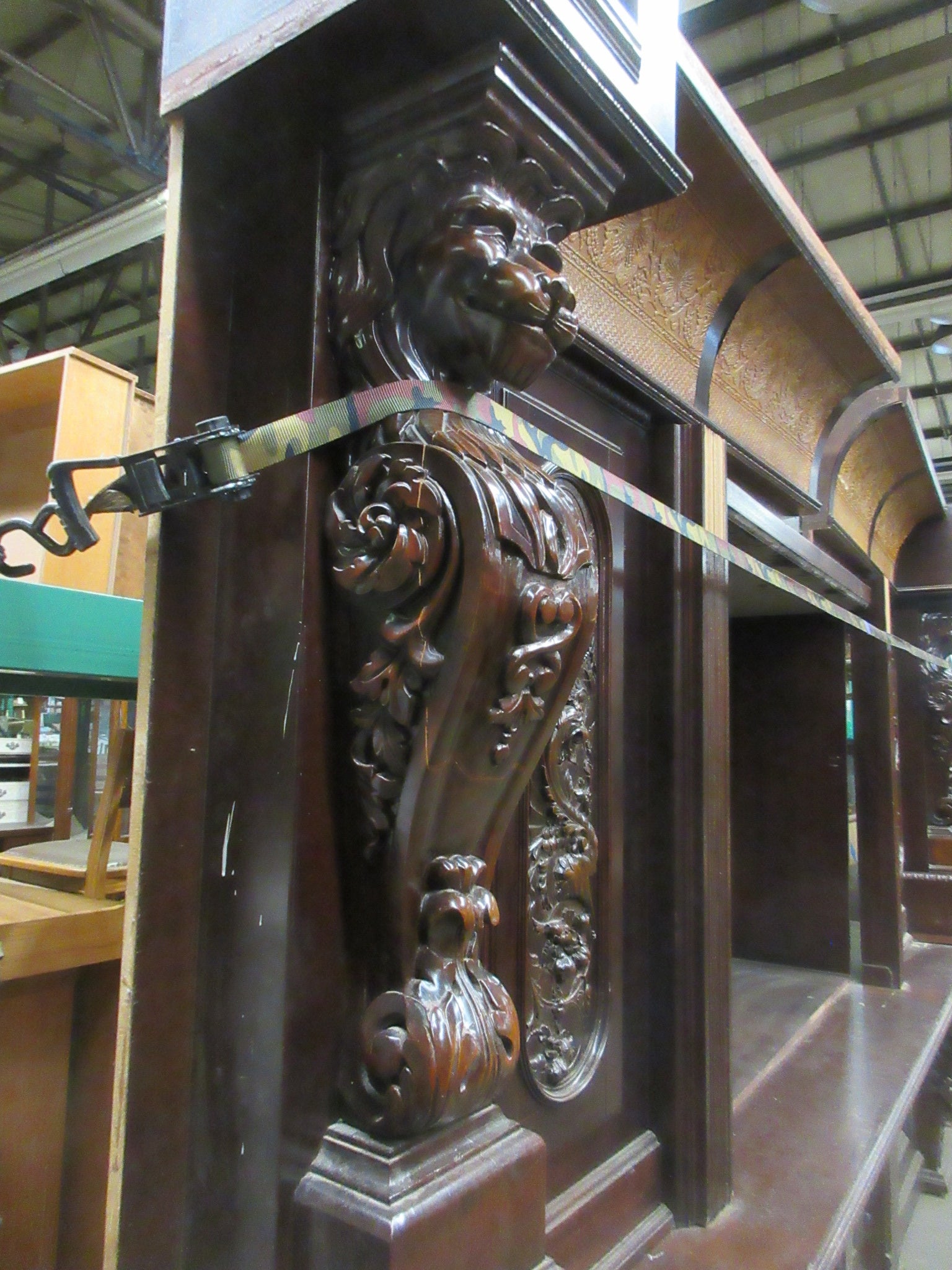 Vintage Carved English Pub Bar Back