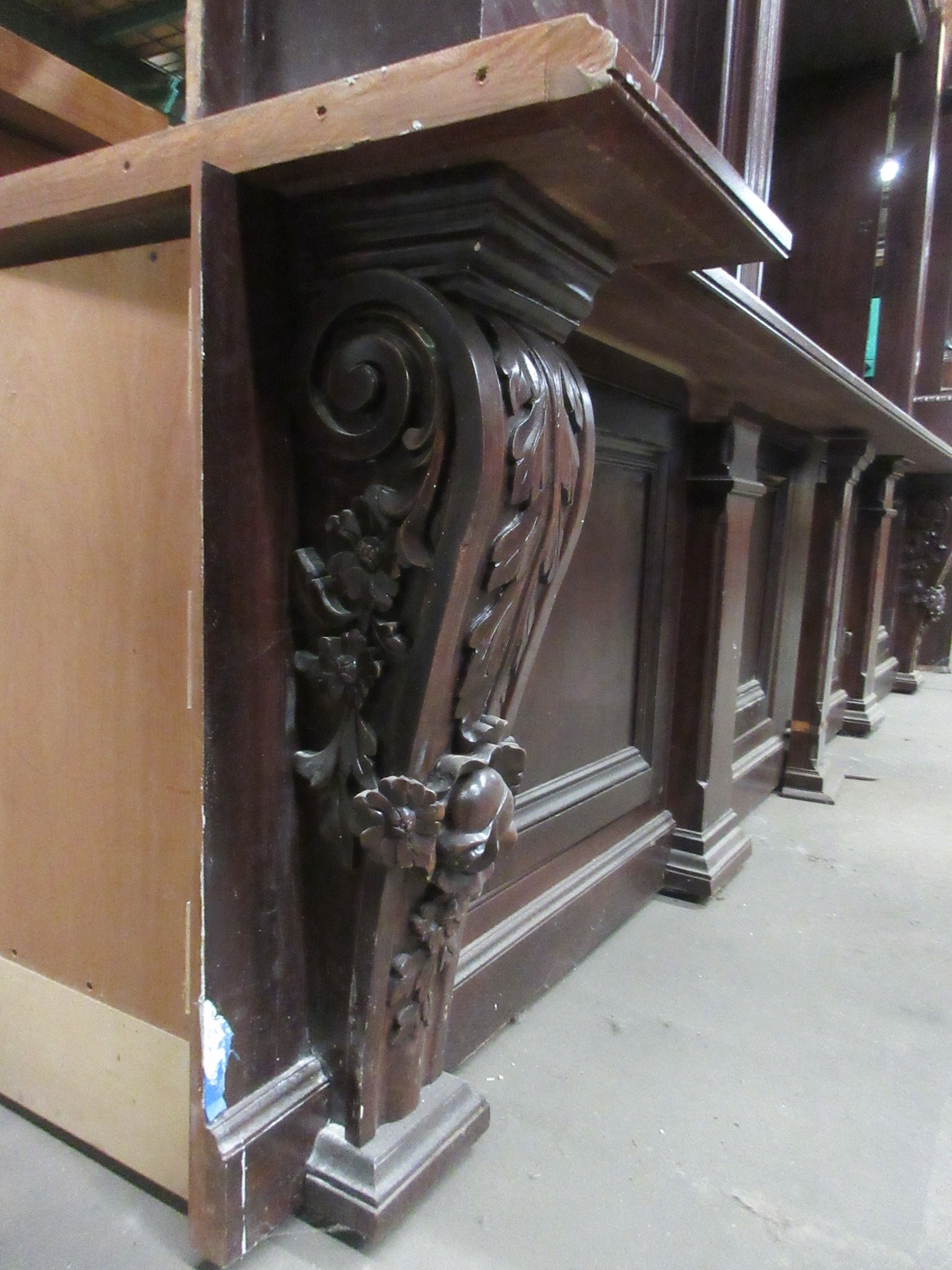 Vintage Carved English Pub Bar Back