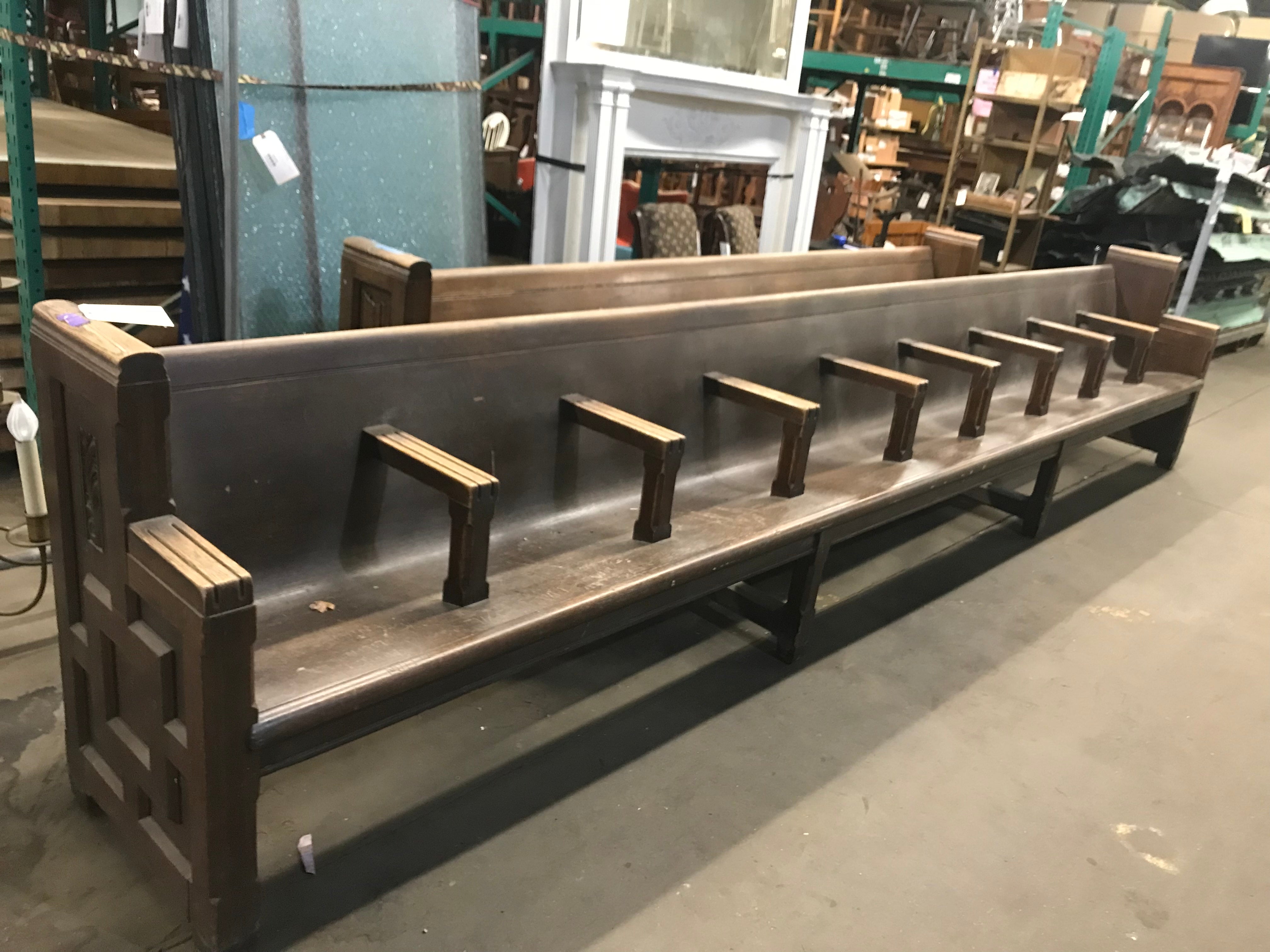 Vintage 1930's Oak Court Bench 15' 3"