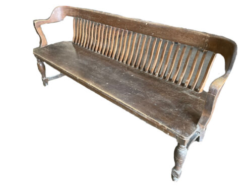 Vintage Solid Wood 6' Spindleback Court Bench