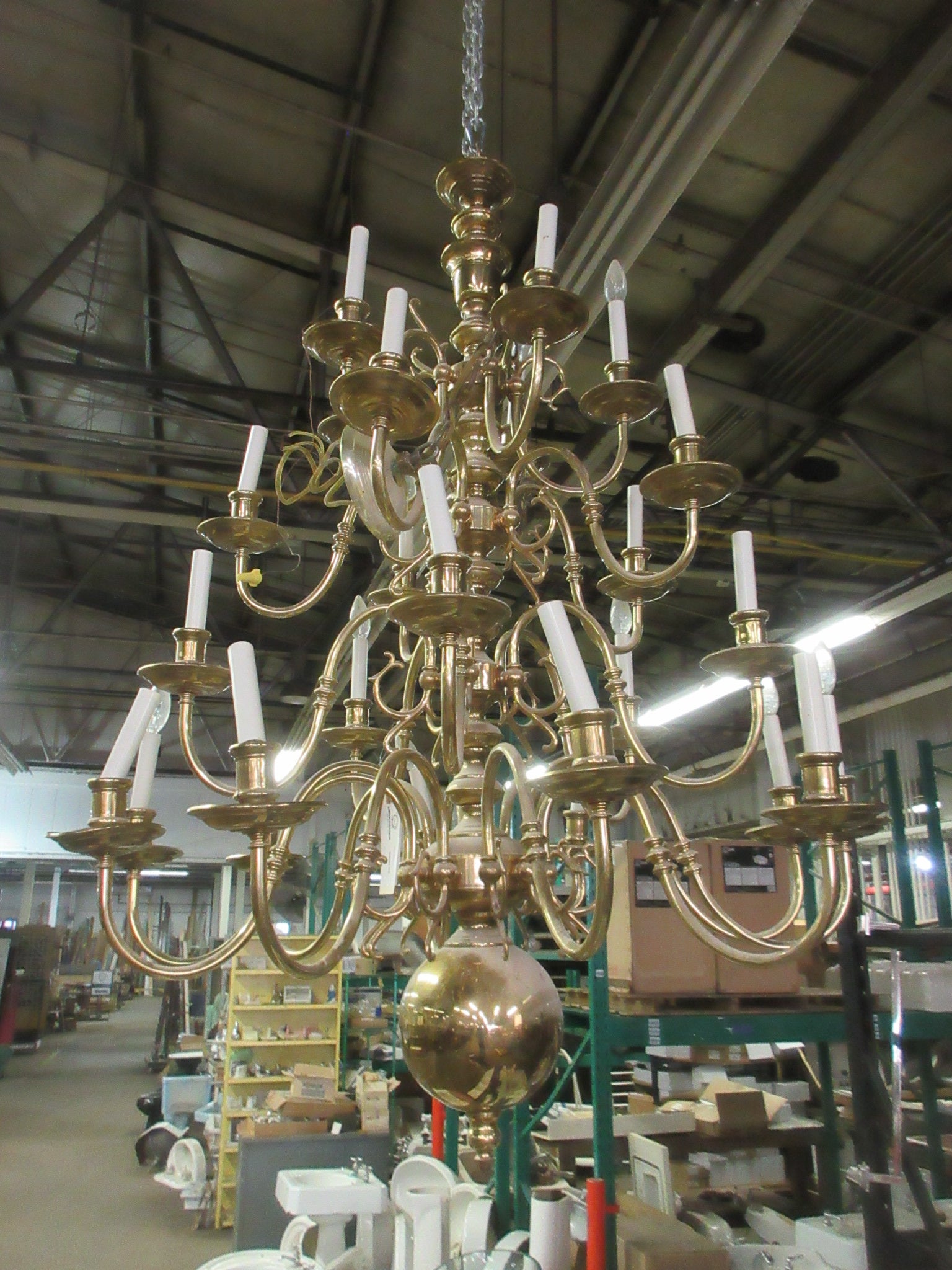 Brass Candelabra Chandelier - 48"H
