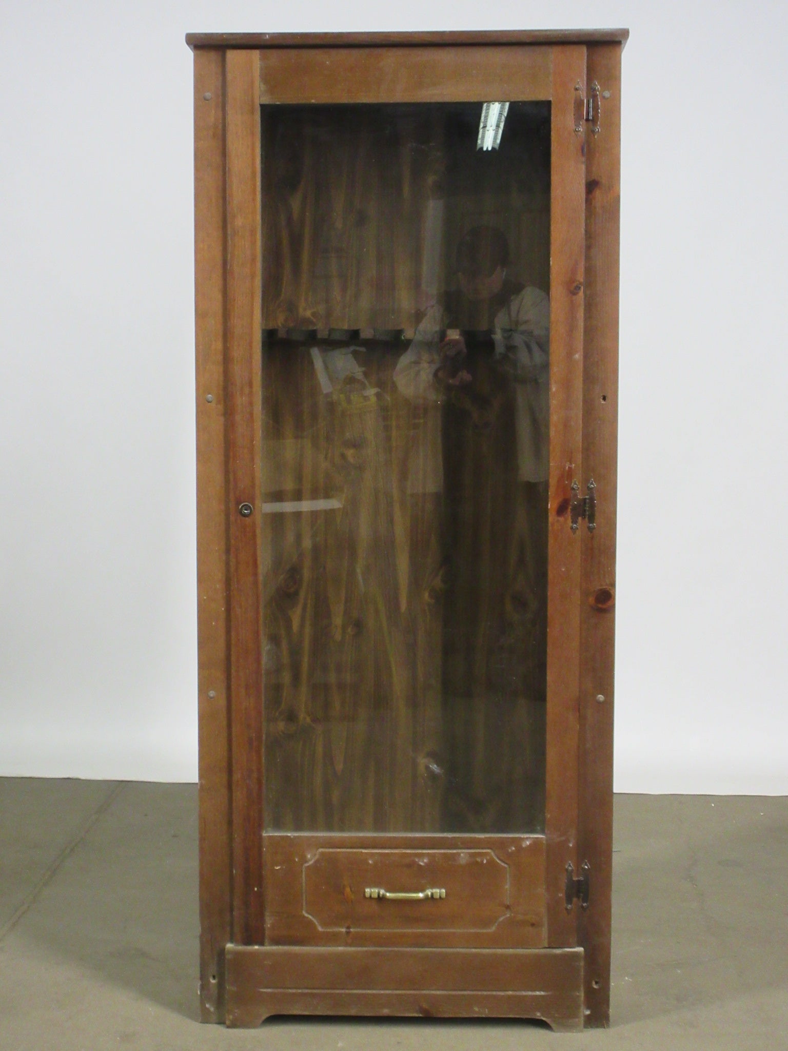 Wood Cabinet with Glass Paneled Door (As Is)