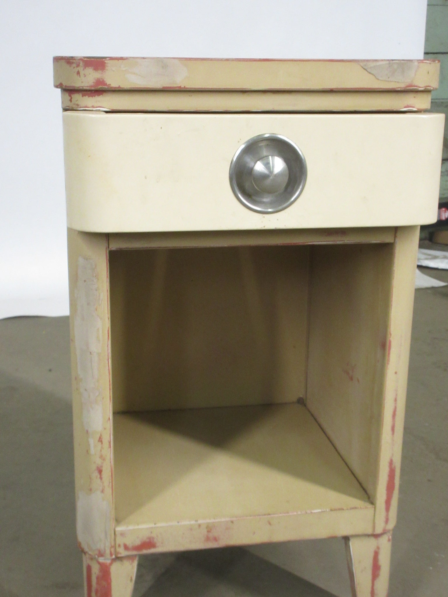 Vintage Metal Norman Bel Geddes Simmons Night Stand with Pull