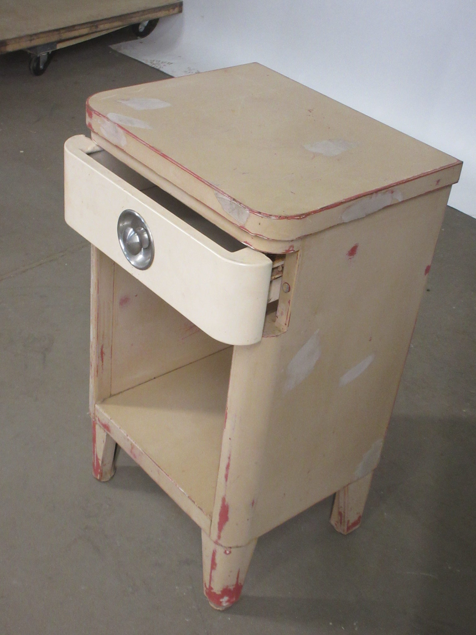 Vintage Metal Norman Bel Geddes Simmons Night Stand with Pull