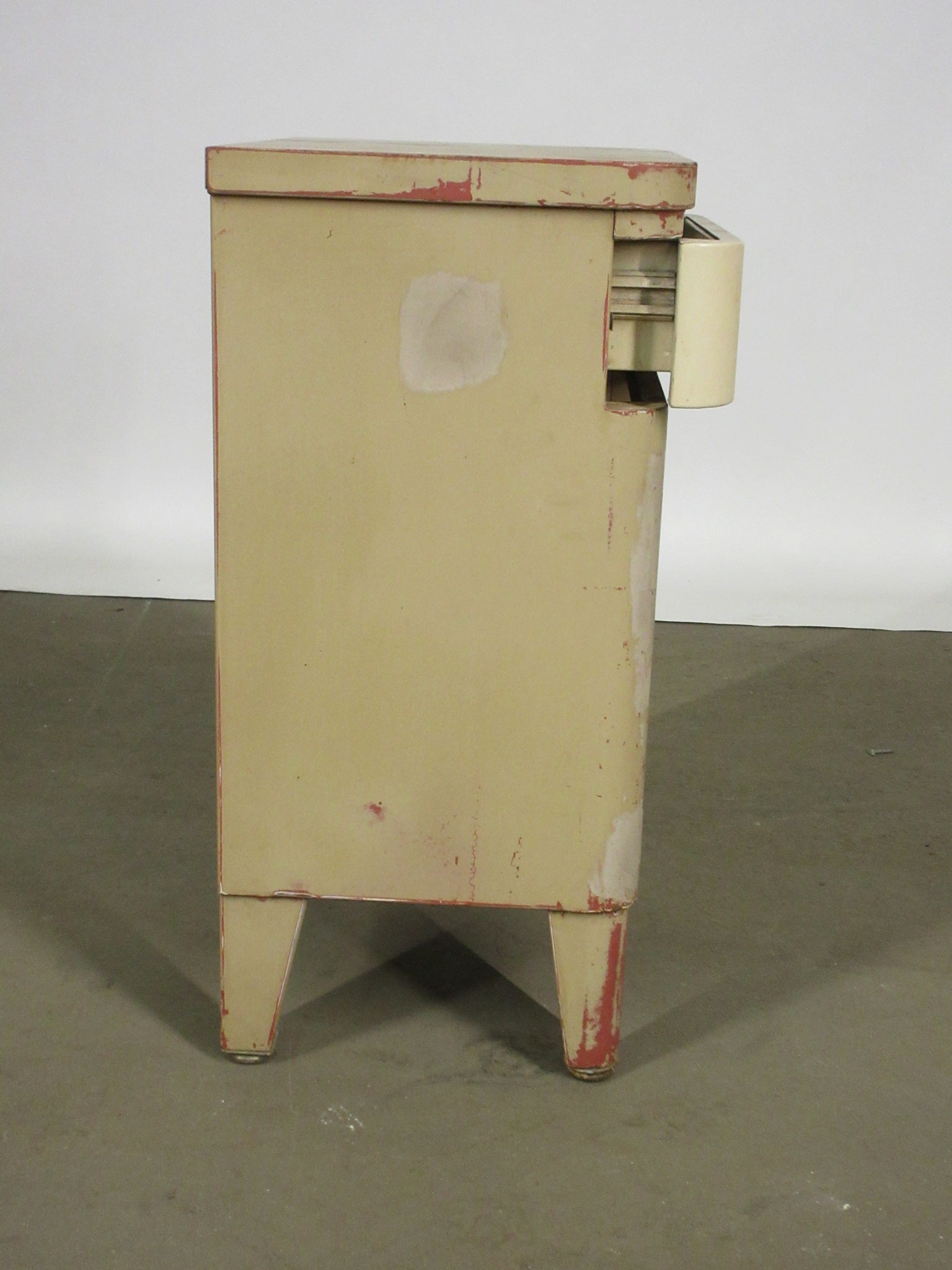 Vintage Metal Norman Bel Geddes Simmons Night Stand with Pull