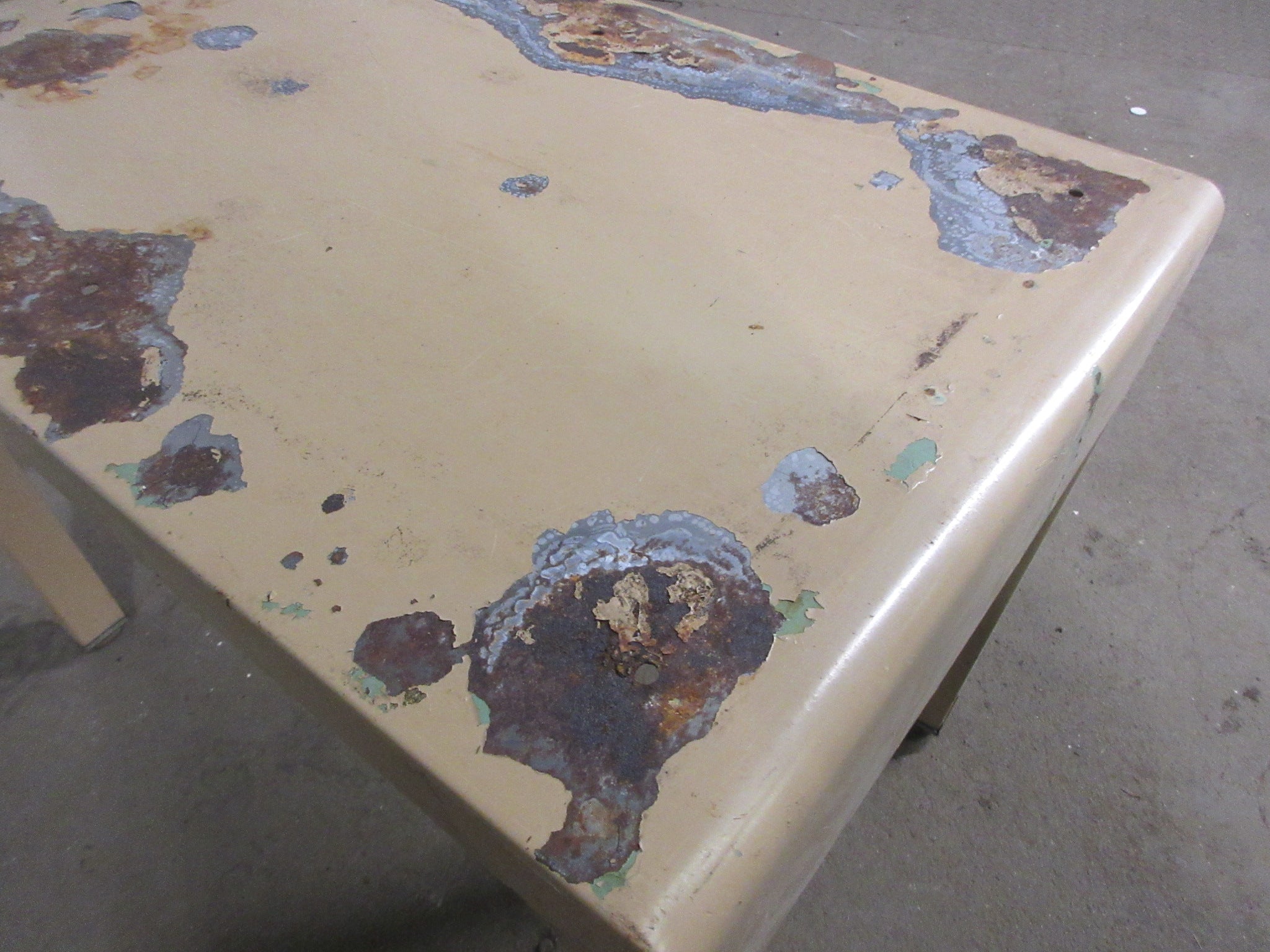 Vintage Distressed Metal Norman Bel Geddes for Simmons Bench