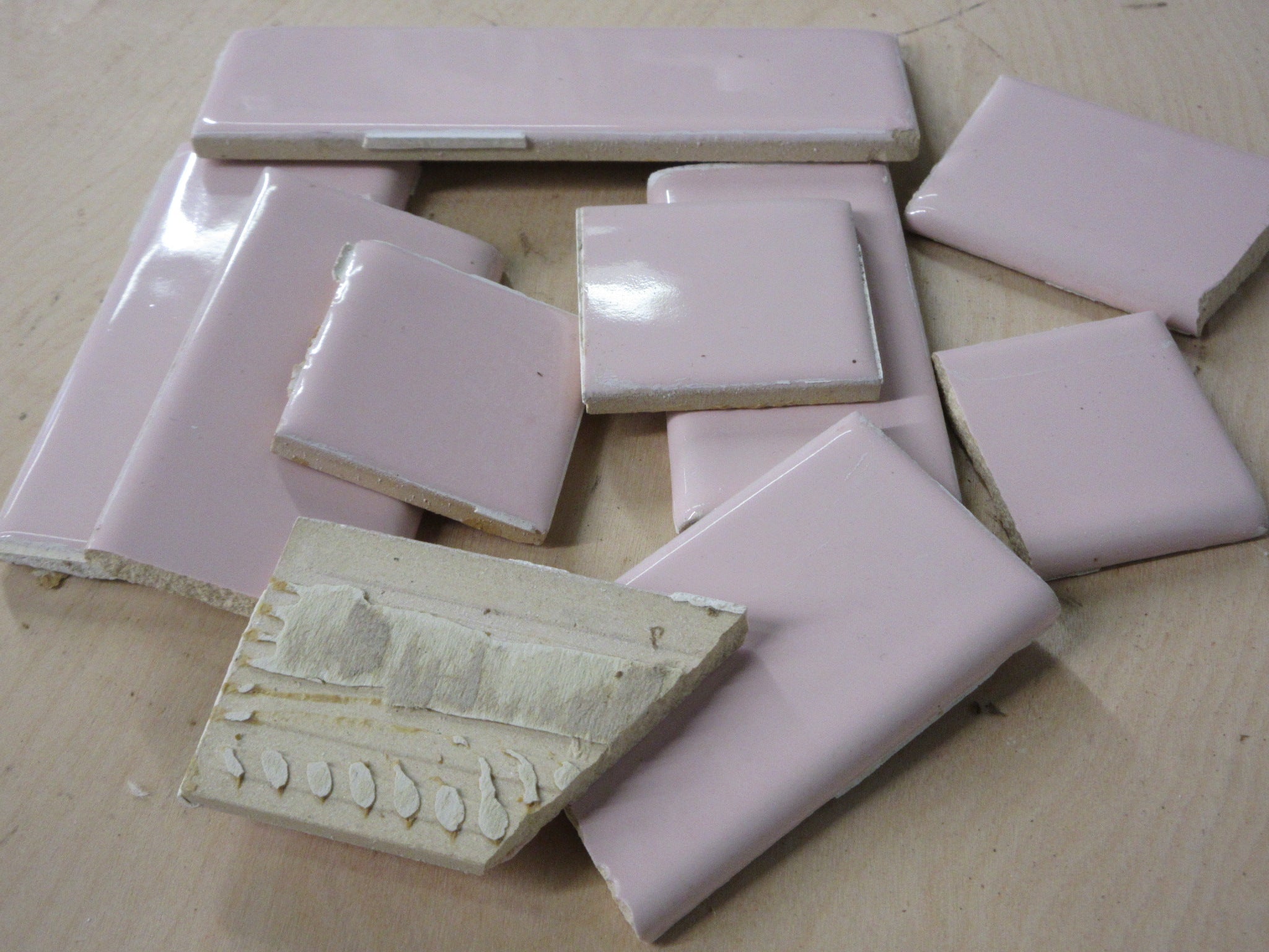 Lot of Assorted Size Pink Tile