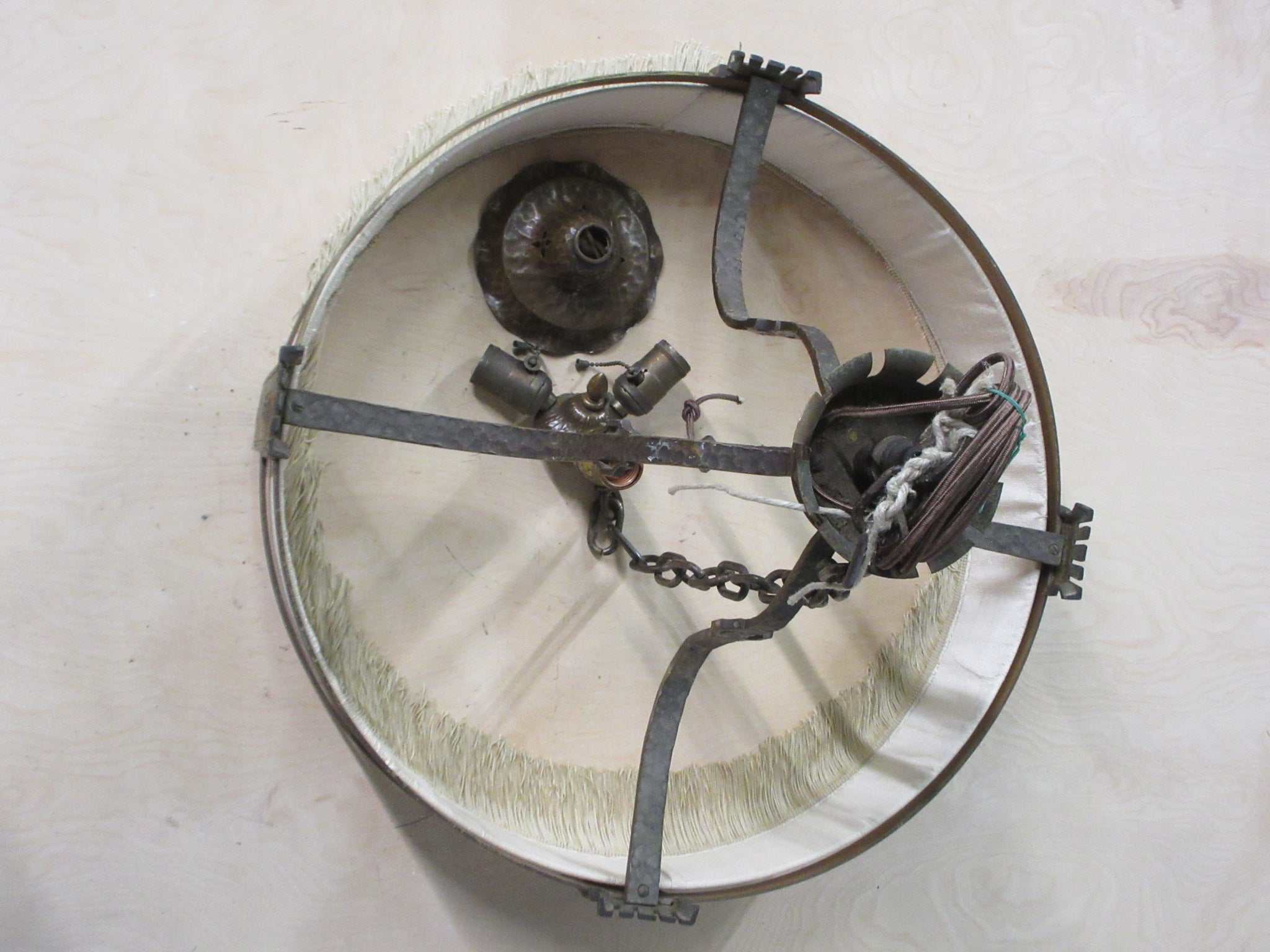 Ceiling Mount Fringed Three Light Chandelier