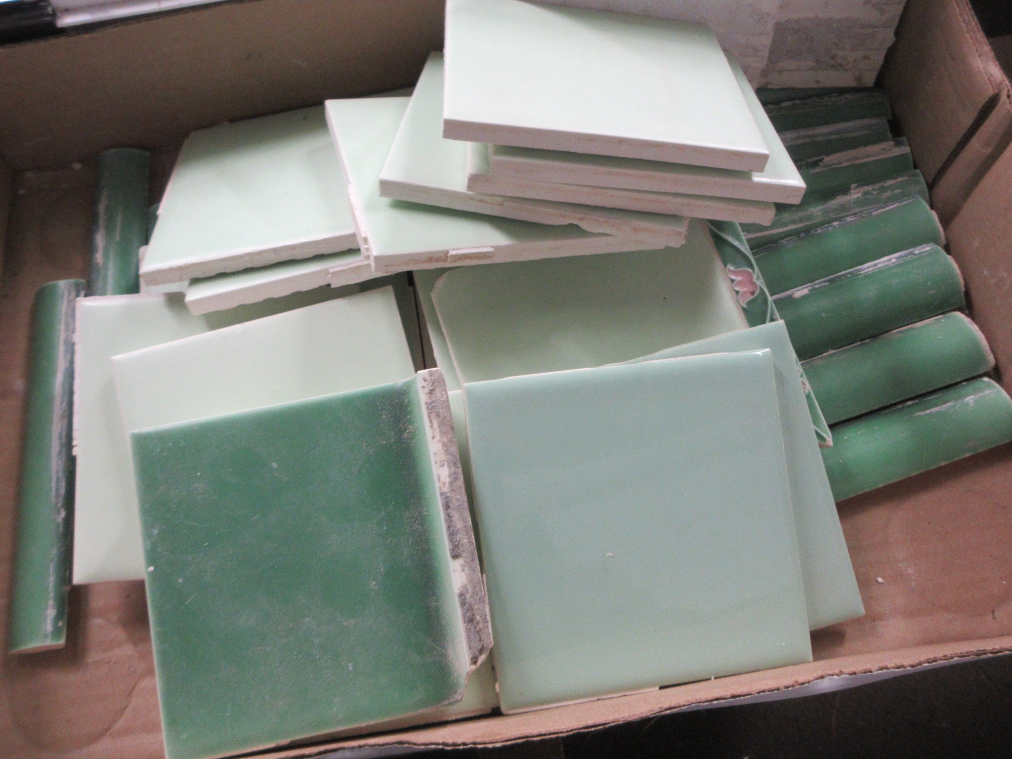 Lot of Reclaimed Vintage Green Tile
