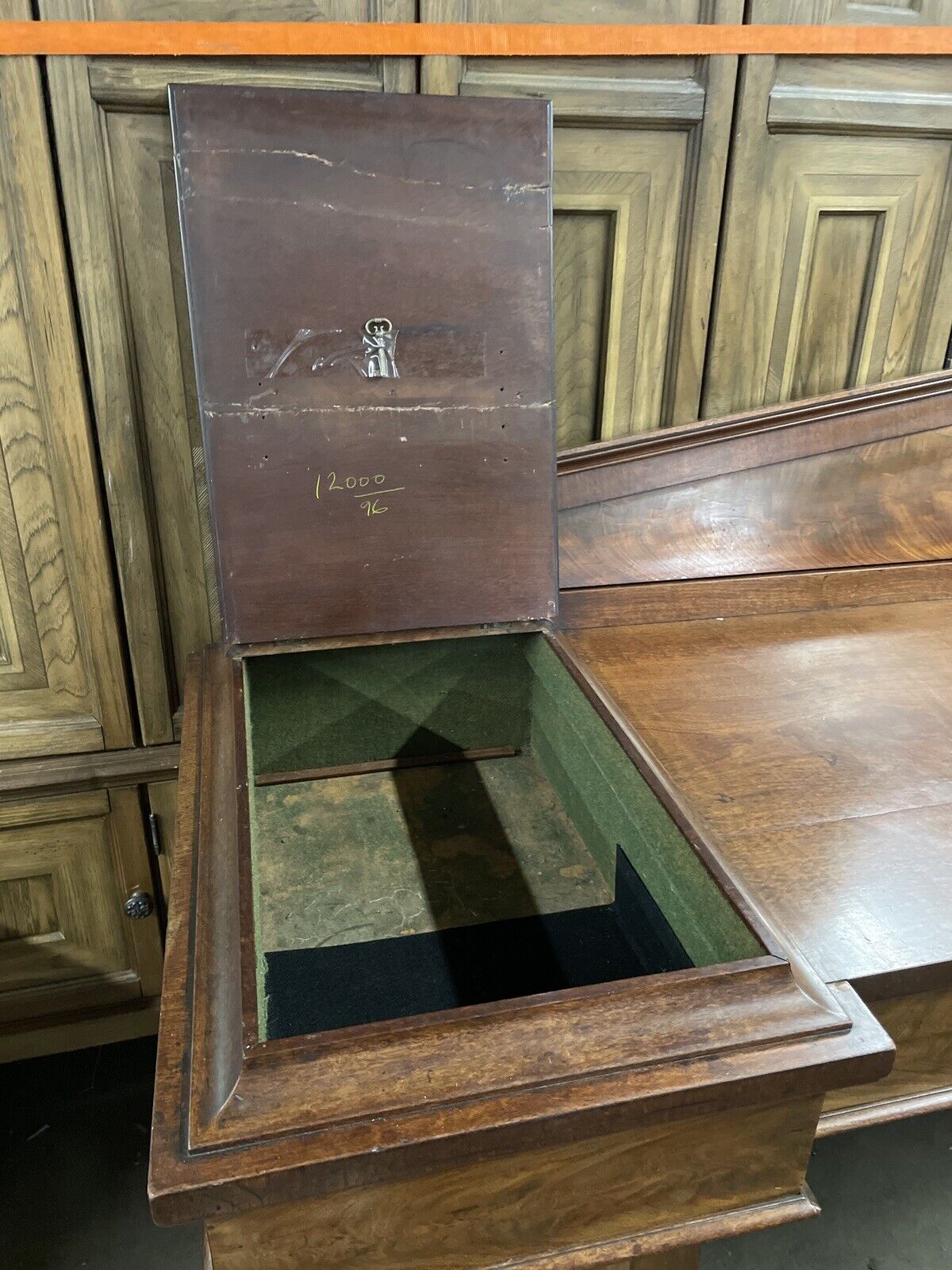 Mahogany Twin Pedestal Style Sideboard Table with Integrated Storage