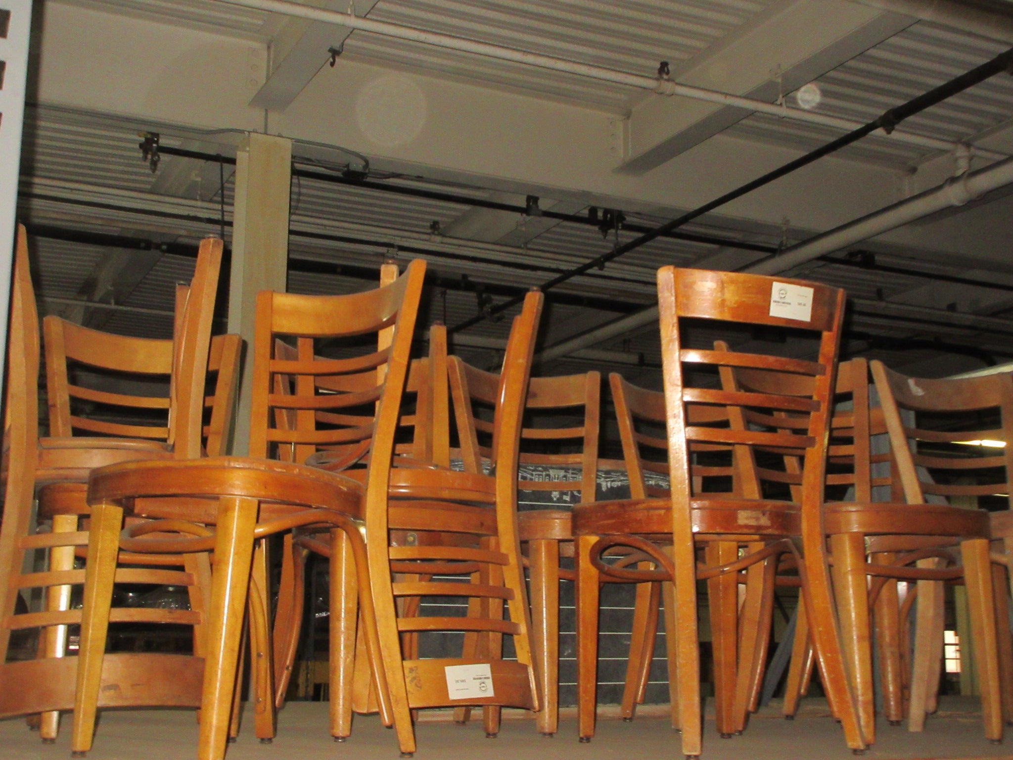 Set of Six Vintage Thonet Maple School Chairs - Used / 17\, image size:2048x1536