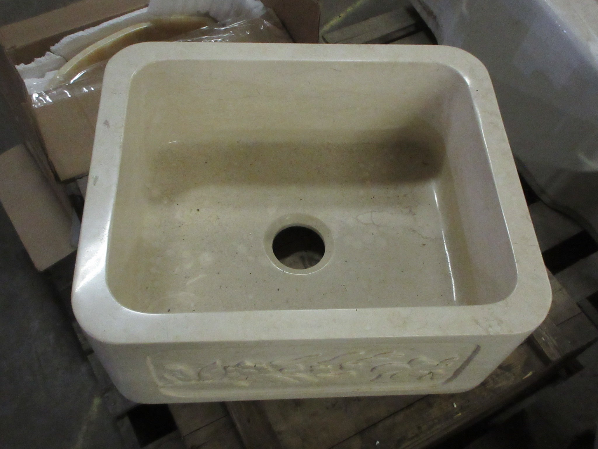 Farmhouse Stone Sink Natural Floral Single Bowl