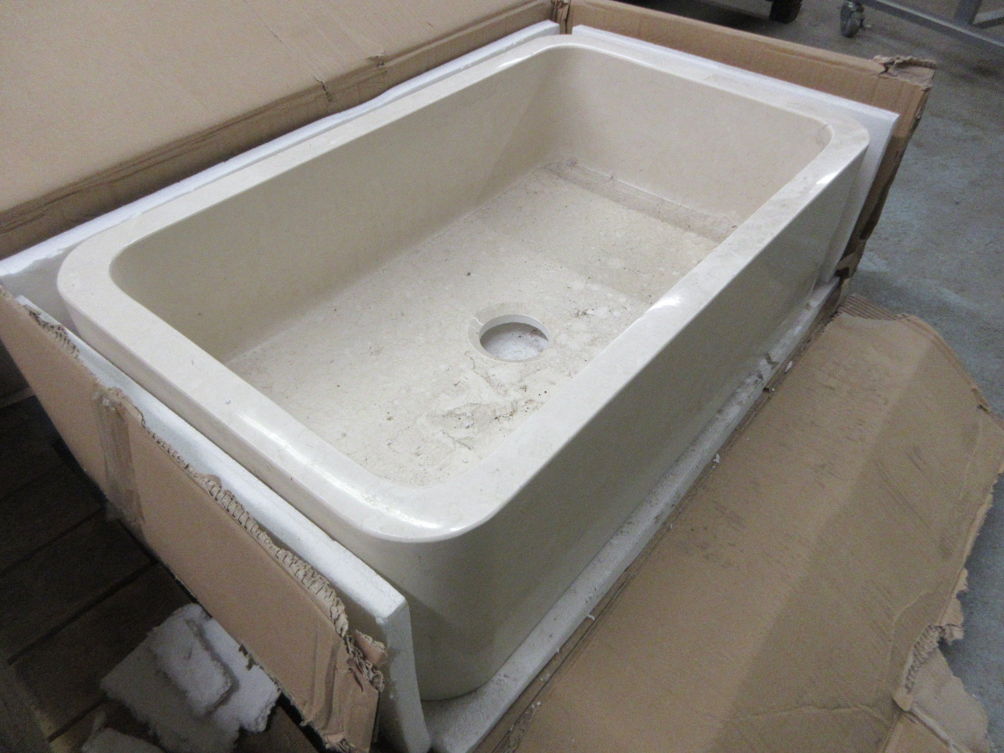 Polished Egyptian Marble Farmhouse Single Bowl Sink