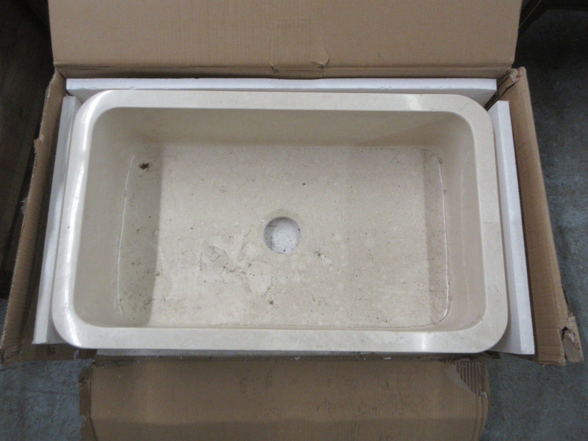Polished Egyptian Marble Farmhouse Single Bowl Sink