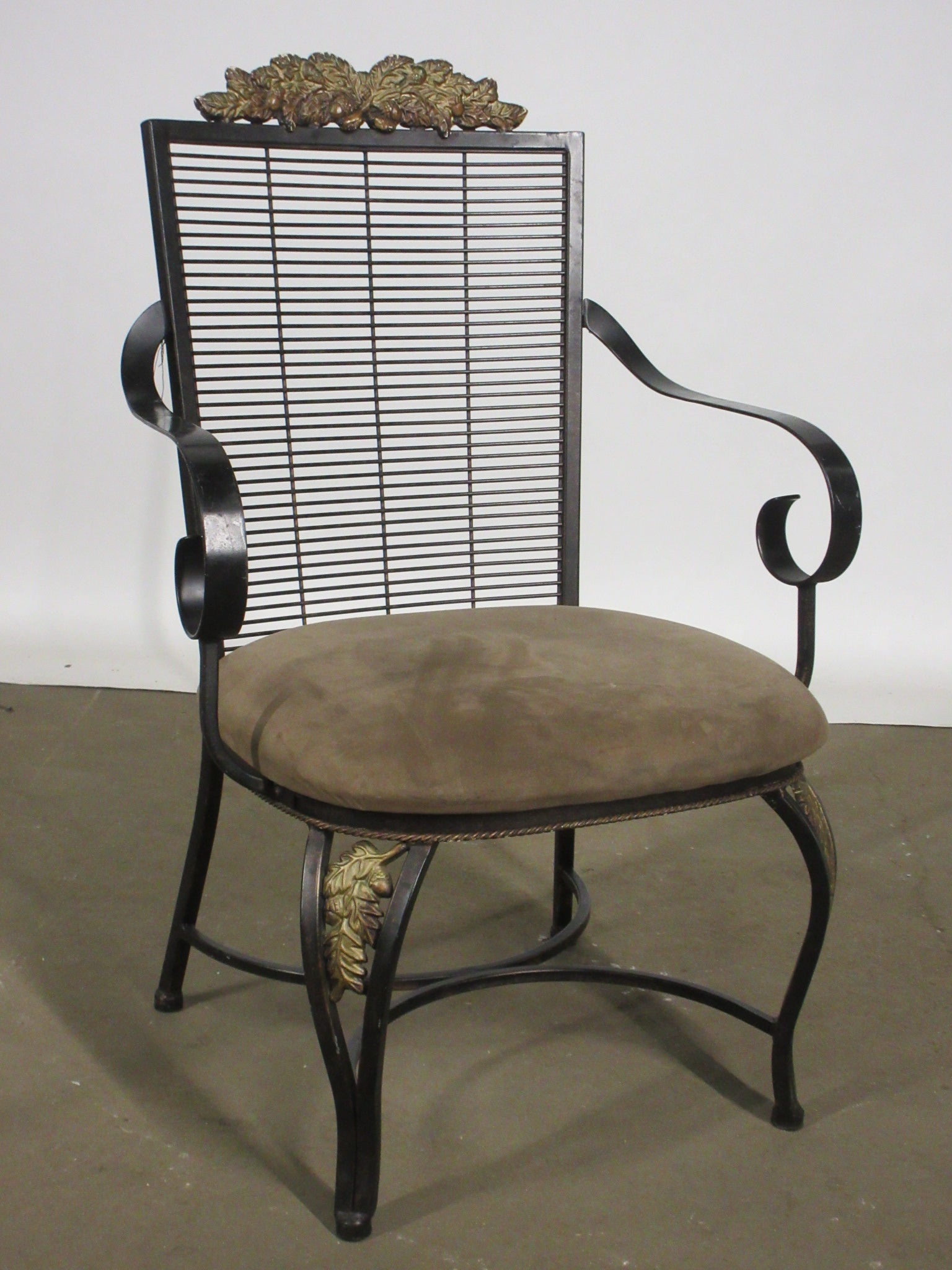 Upholstered Seat Iron Accent Chair