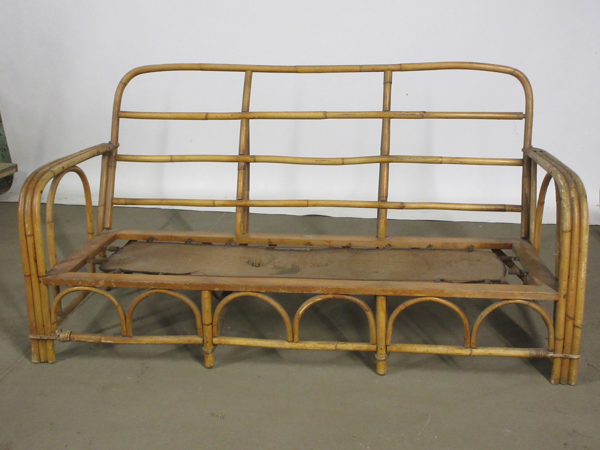 Mid Century Rattan Sofa Frame