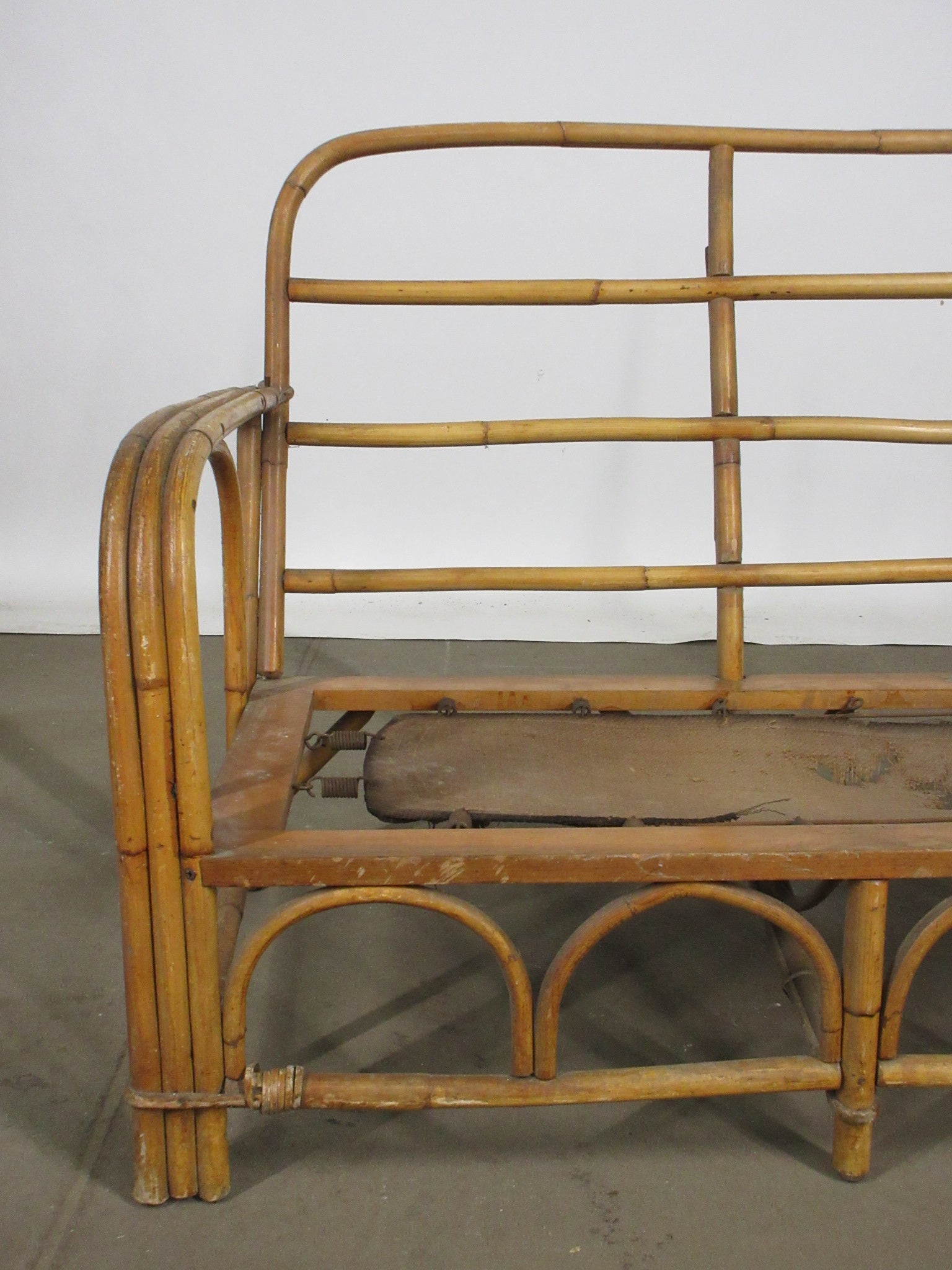Mid Century Rattan Sofa Frame