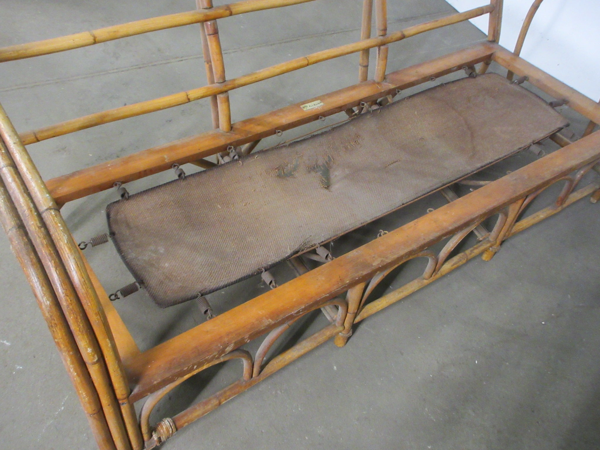 Mid Century Rattan Sofa Frame