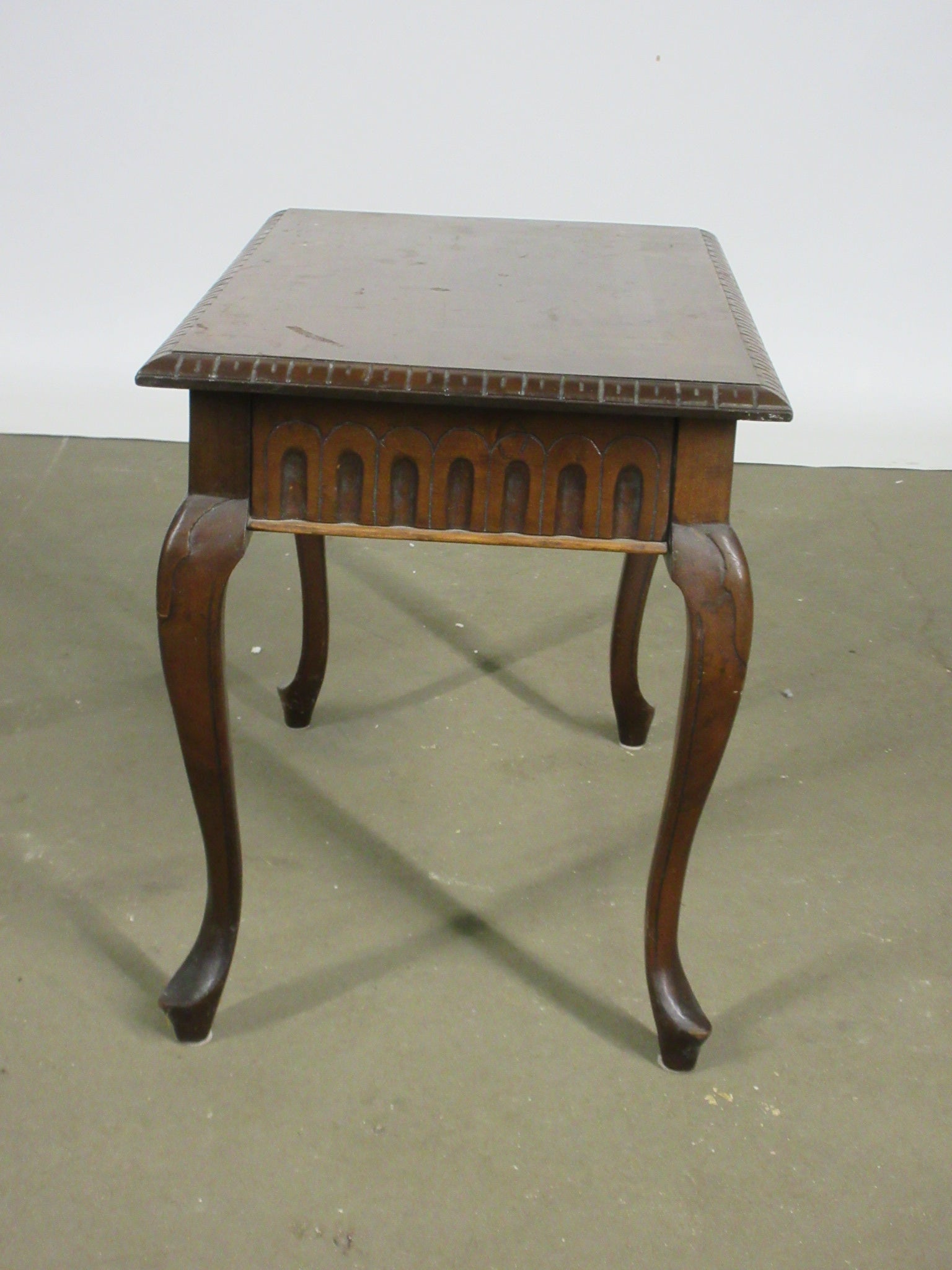 Hand Carved Wooden End Table