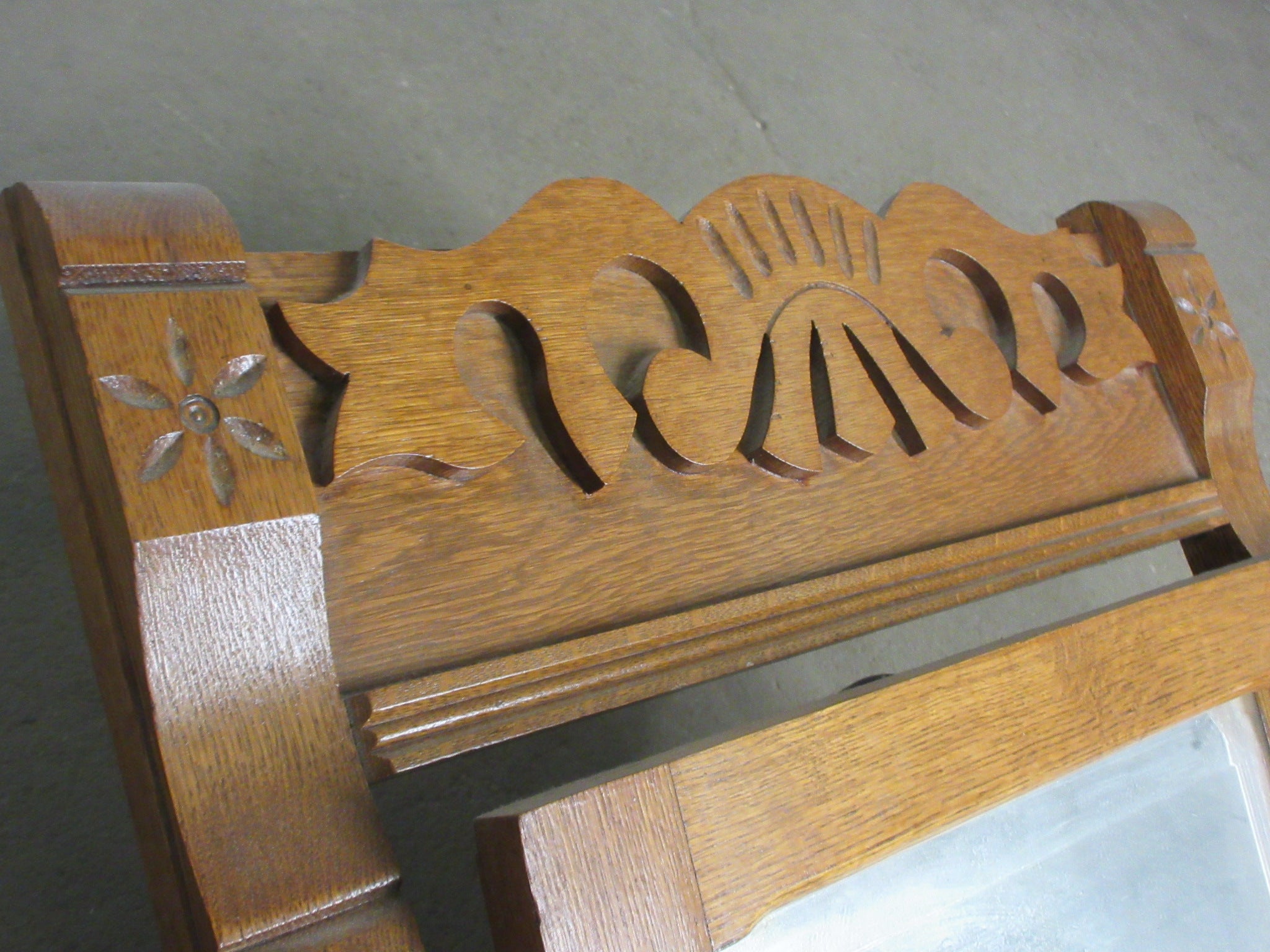 Antique Wooden Swivel Dresser Mirror