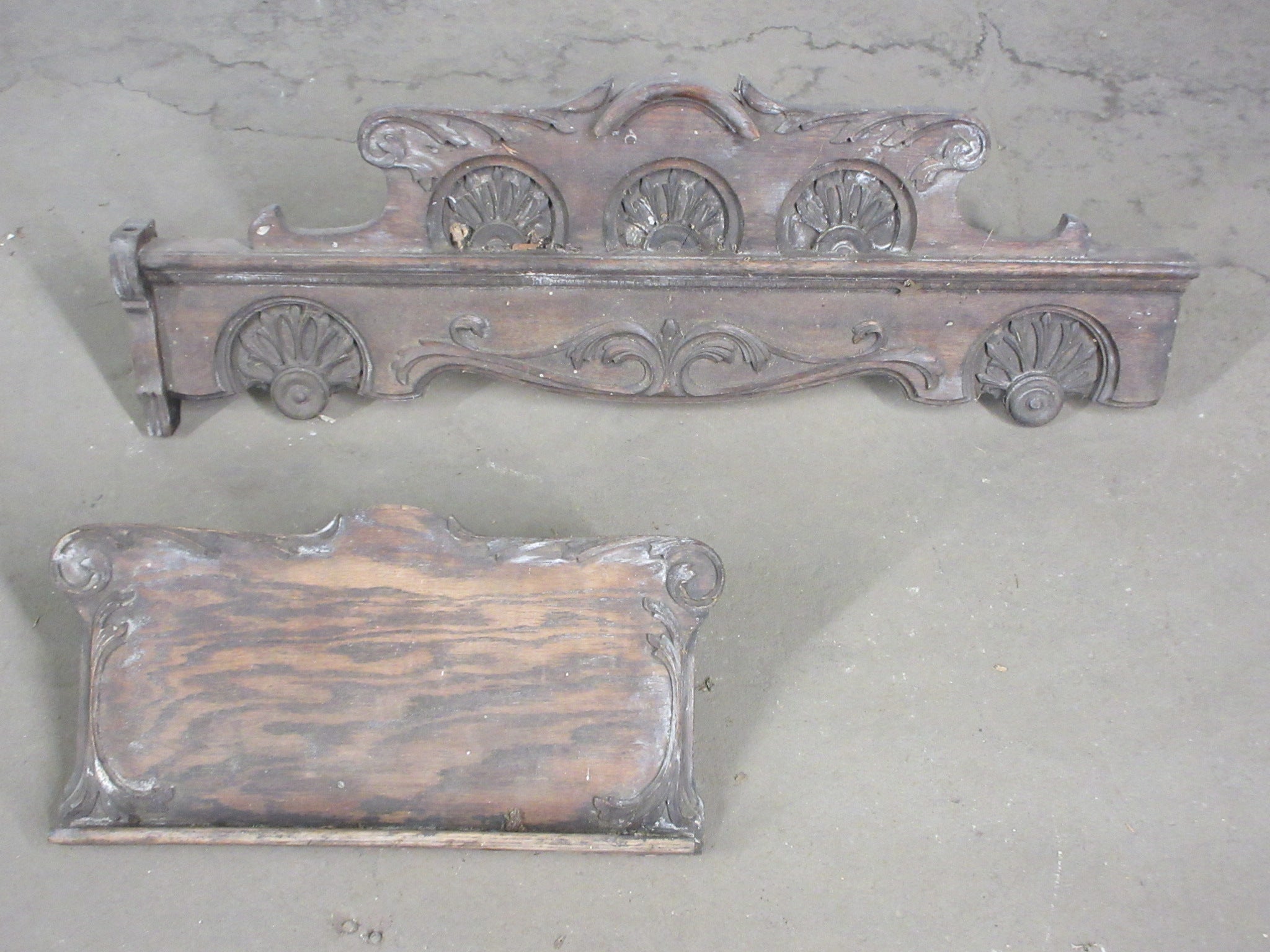Antique Wooden Shelf and Mantle Set (Two Pieces)