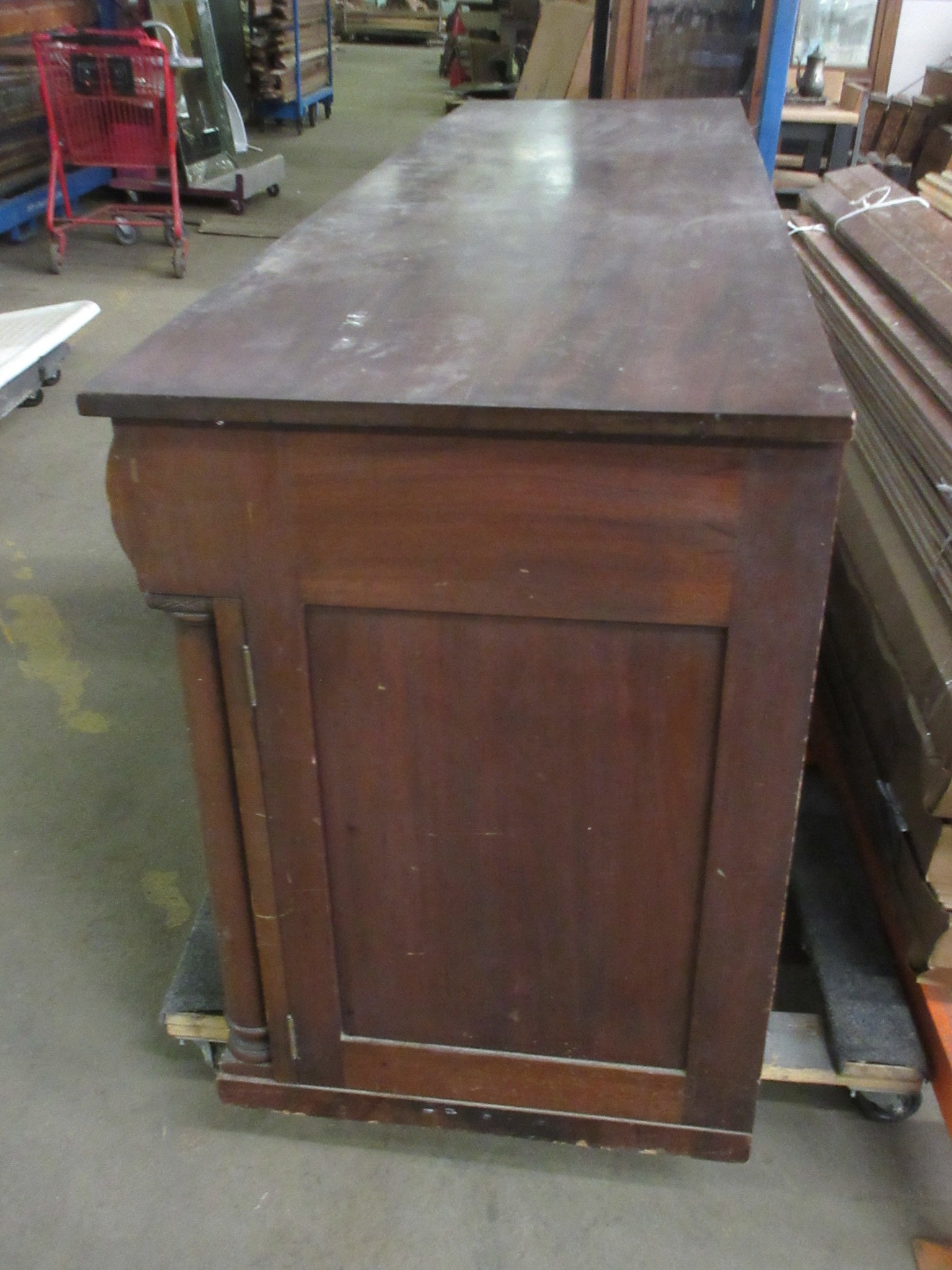 Vintage 7' Wood Six Drawer Sideboard with Storage