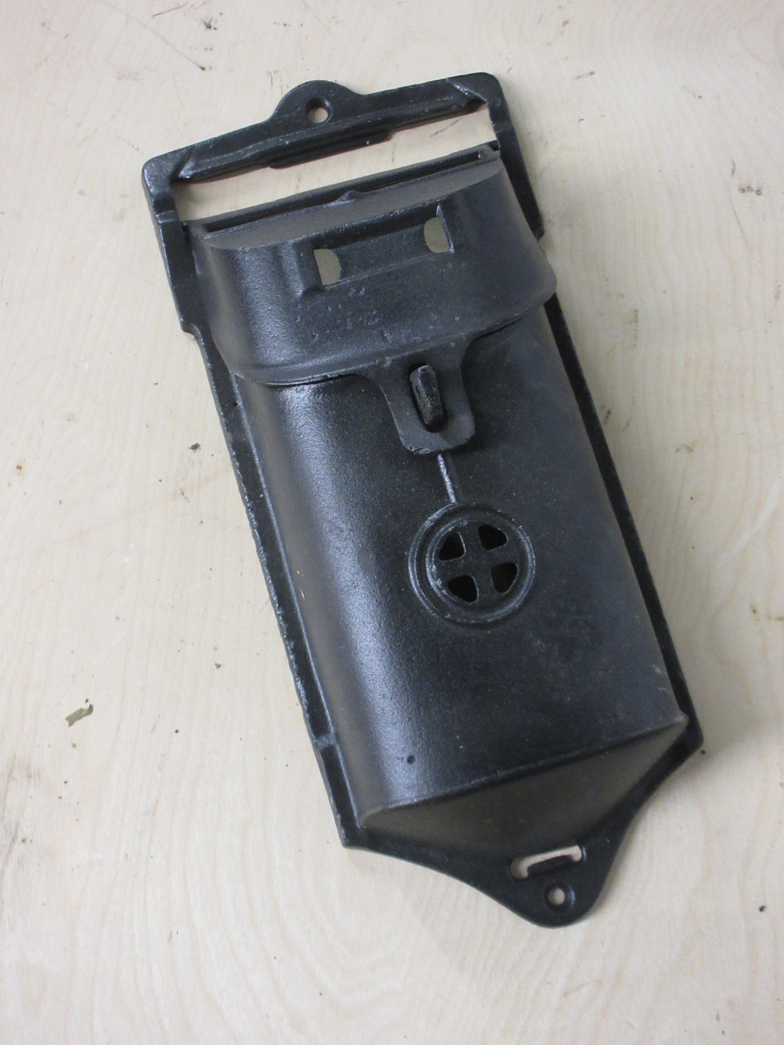 Flush Mount Black Iron Mailbox Facade