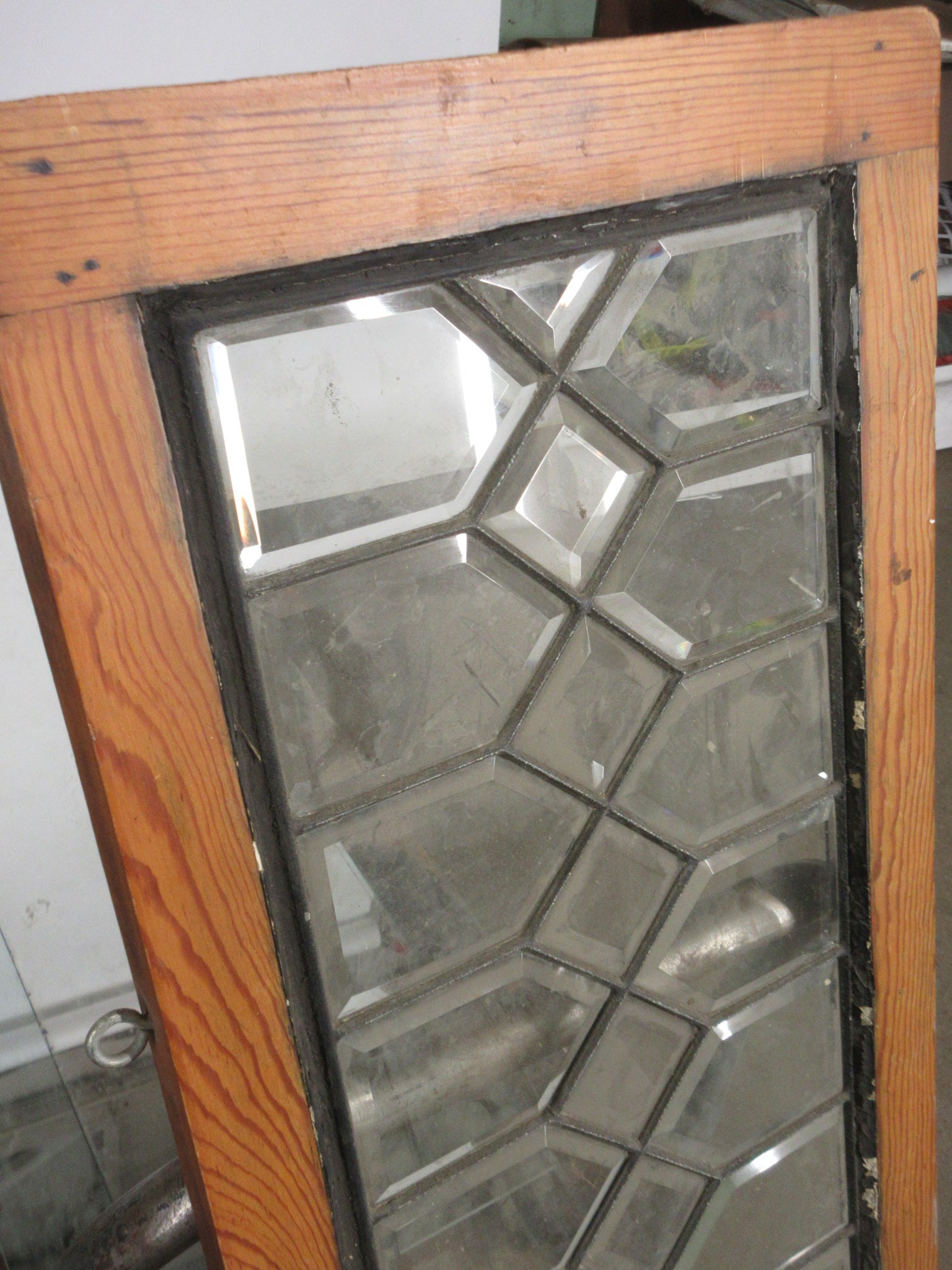 Wood Frame Leaded Glass Transom Window