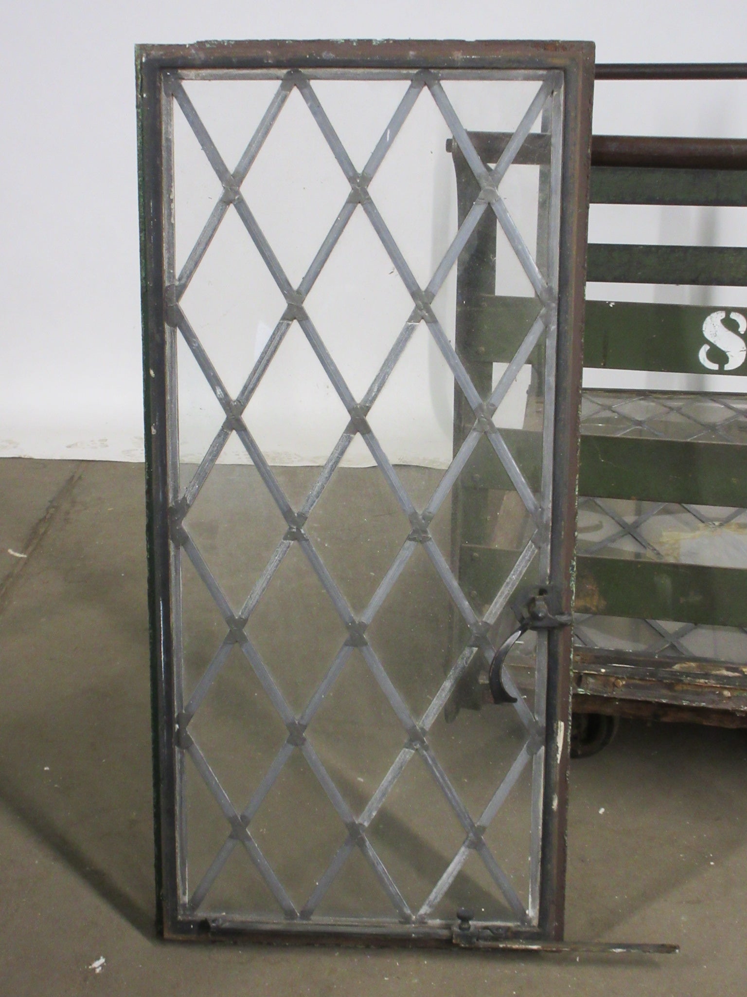 Antique Metal Casement Leaded Glass Left Swing Window