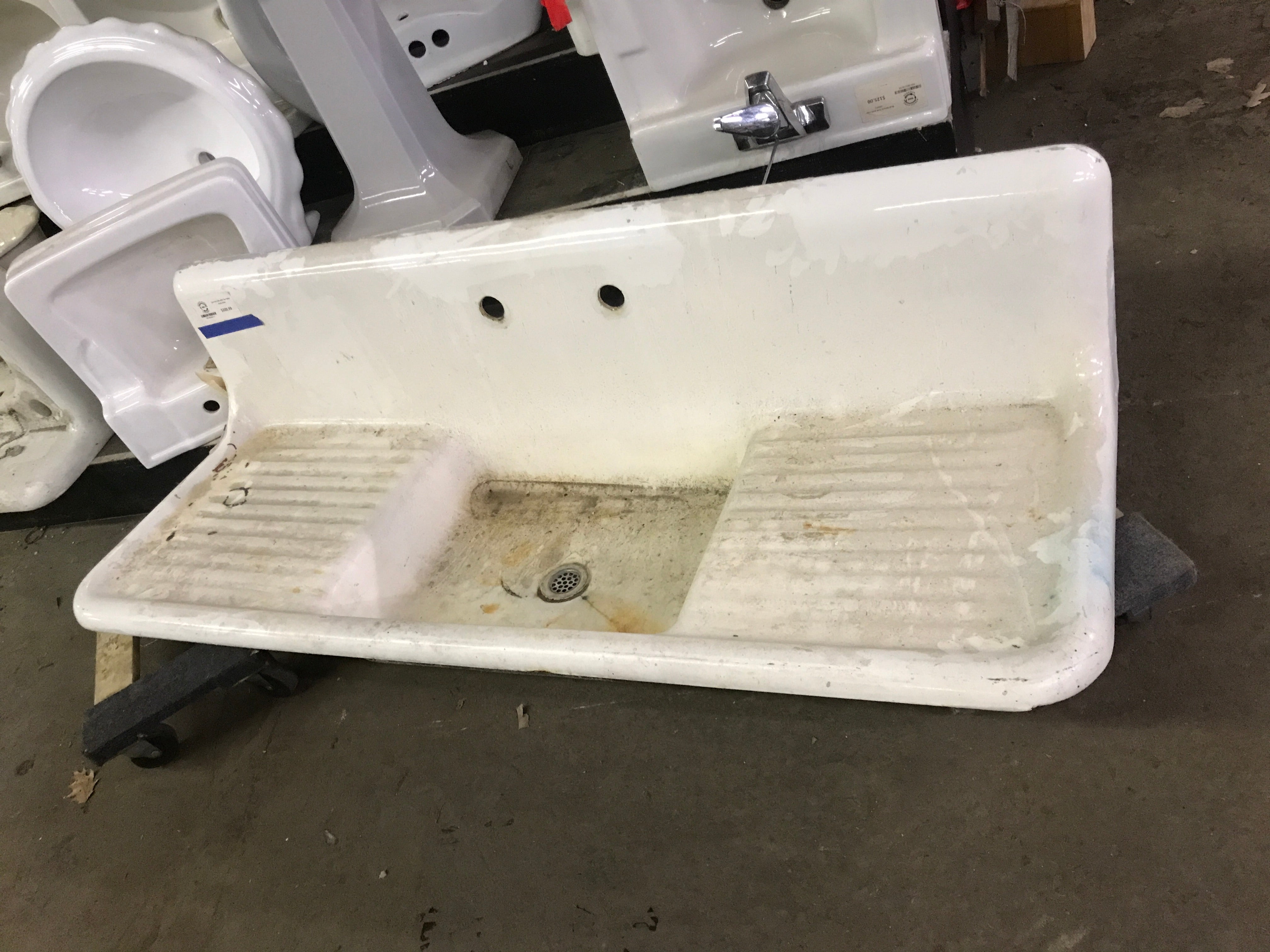 Cast Iron Sink with Drain Board Sides