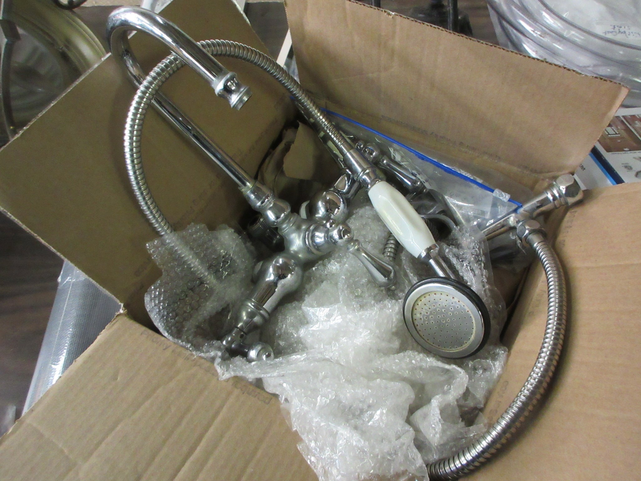 Kingston Brass Chrome Tub Filler Telephone Mount Showerhead