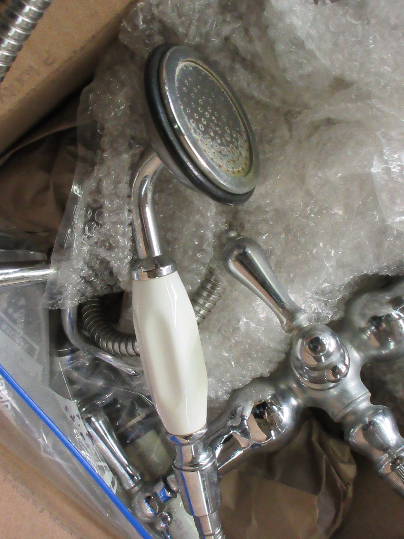 Kingston Brass Chrome Tub Filler Telephone Mount Showerhead