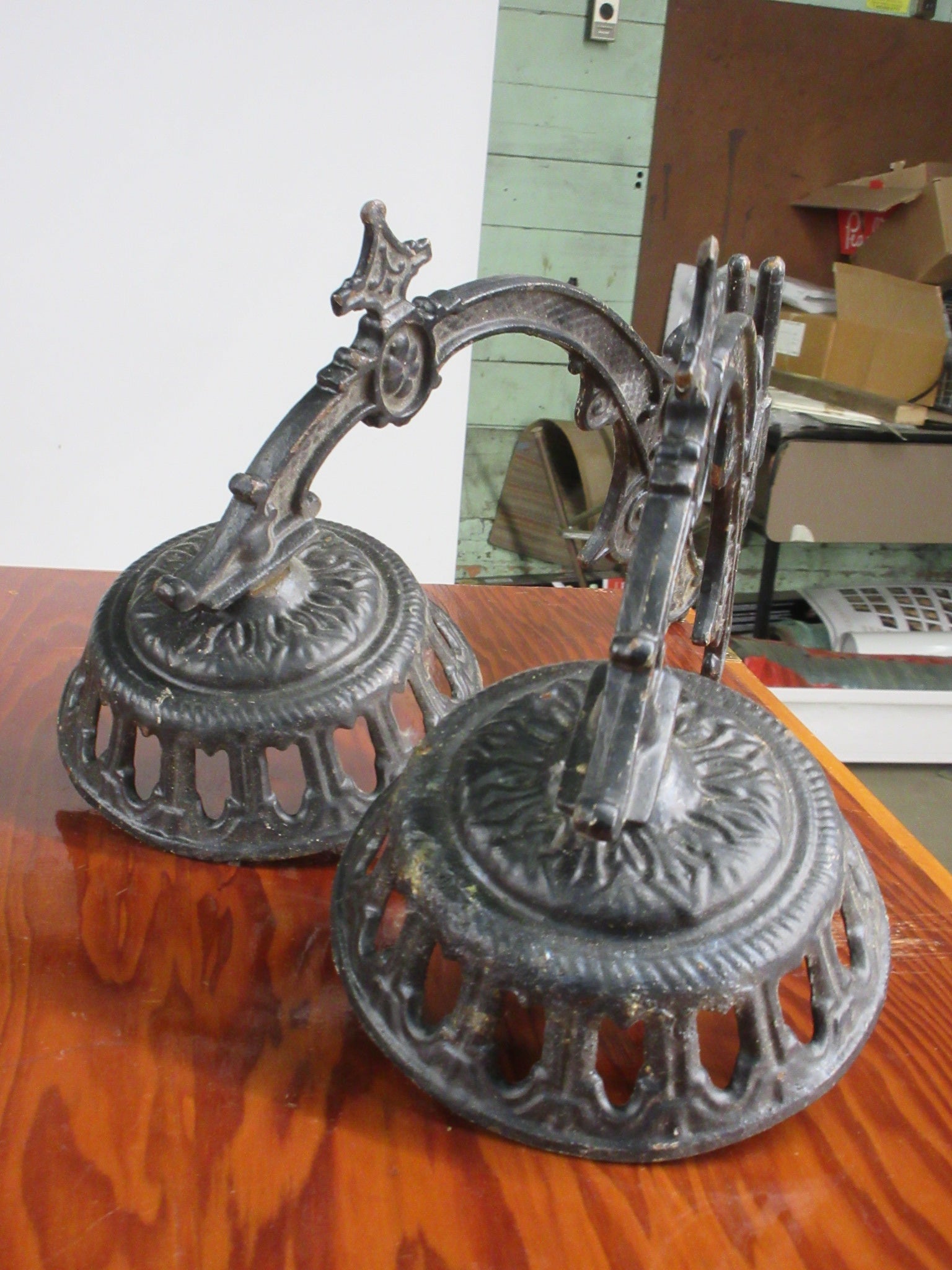 Pair of Cast Iron Victorian Lamp Holders