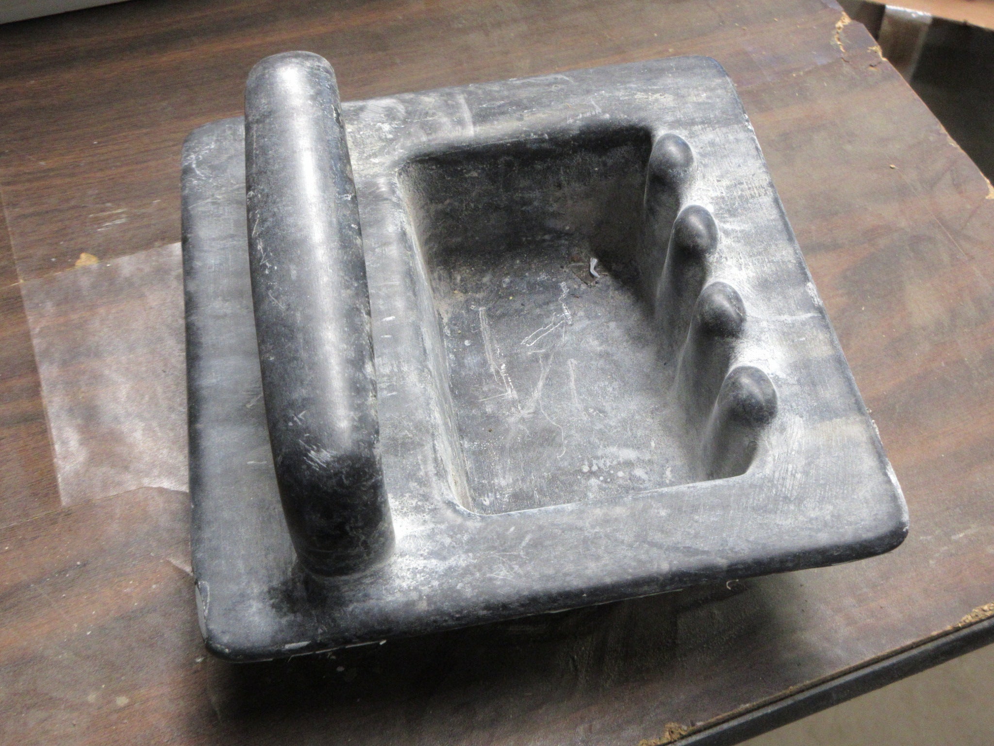 Salvaged Cast Iron Recessed Soap Tray/Grab Bar